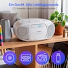 MEDION® LIFE E66476 Tragbare CD-Boombox, CD-Player, Kassettendeck, FM-Radio, USB-MP3-Wiedergabe, 30 Senderspeicher, Batteriebetrieb