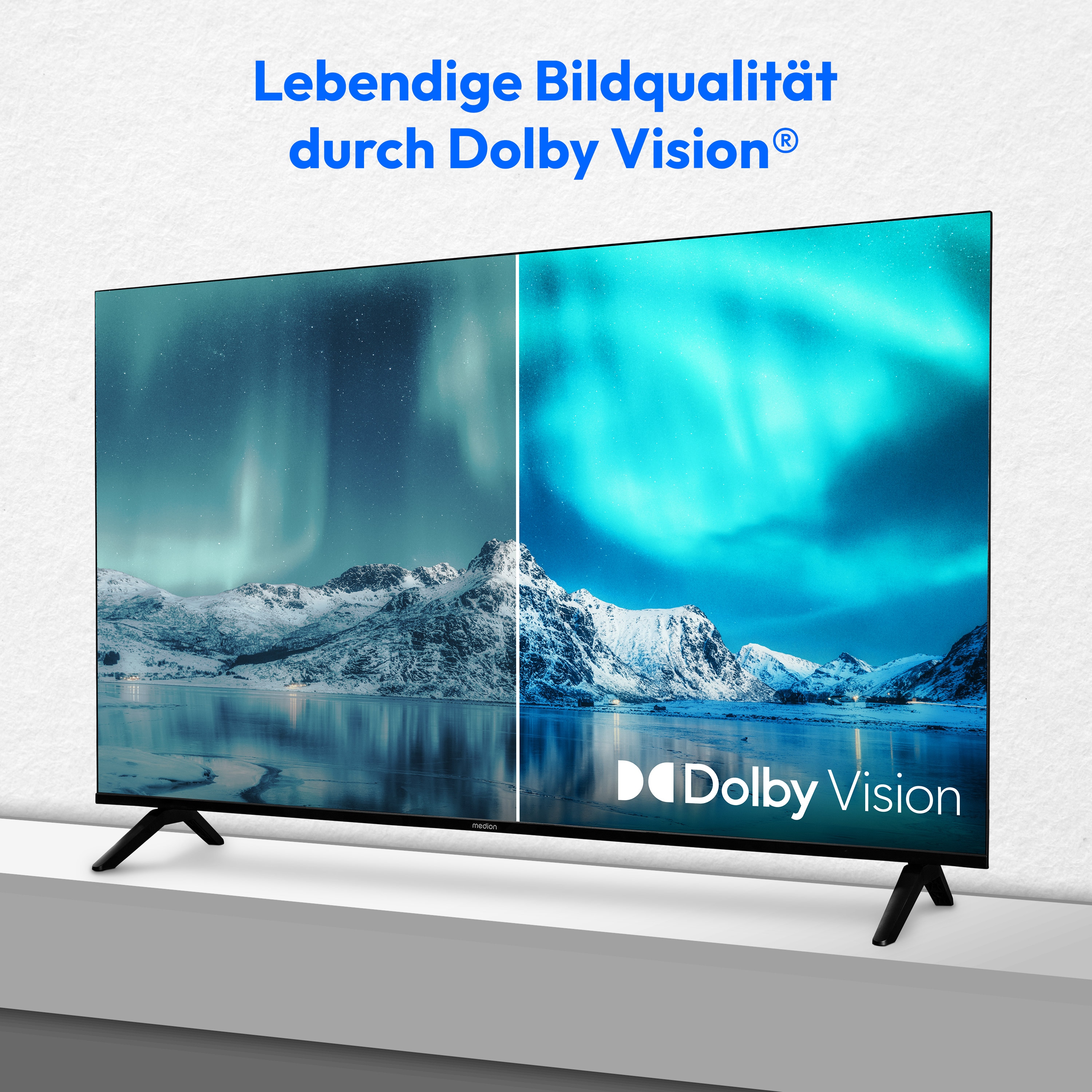 MEDION® LIFE MD 843301 Smart-TV, 108 cm (43'') Ultra HD Display, HDR (High Dynamic Range), Dolby Vision®, MEMC, Bluetooth®, PVR ready, NETFLIX, Prime Video, Disney+, DAZN, Paramount+ App, VIDAA App Store, Dolby Atmos®, HD Triple Tuner