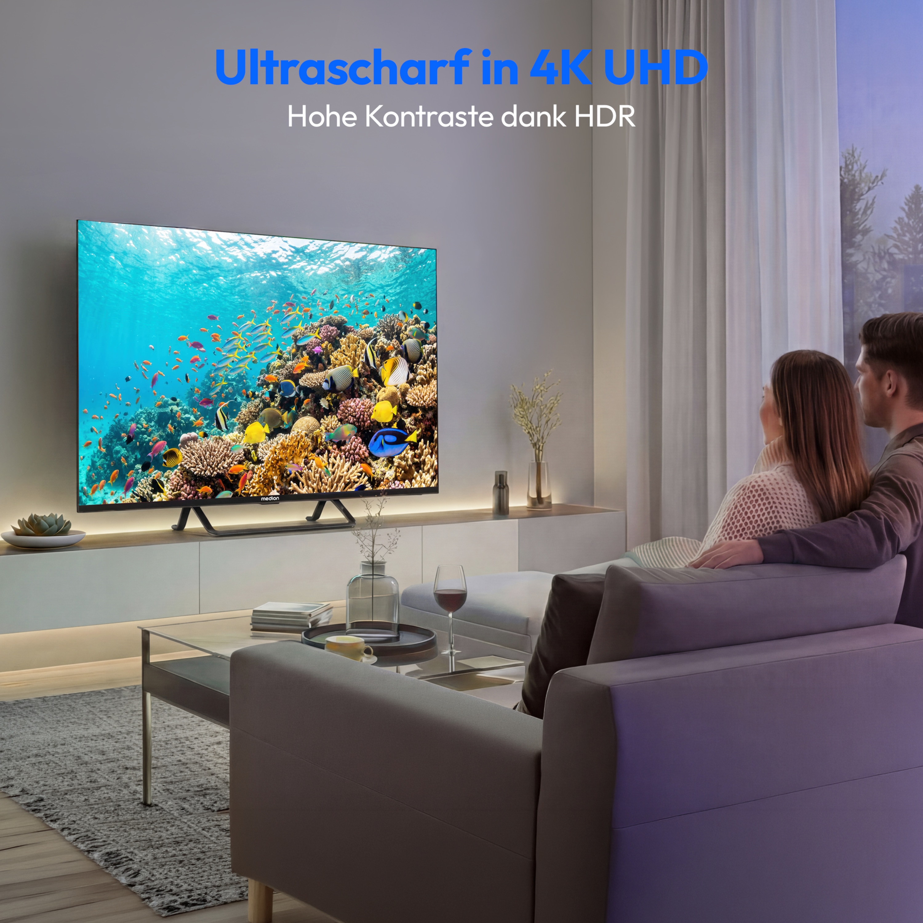 MEDION® LIFE MD 850701 QLED Google TV™, 125,7cm (50'') Ultra HD Display, HDR (High Dynamic Range), Dolby Vision®, MEMC, Bluetooth®, PVR ready, Netflix, Prime Video, Disney+, App Store