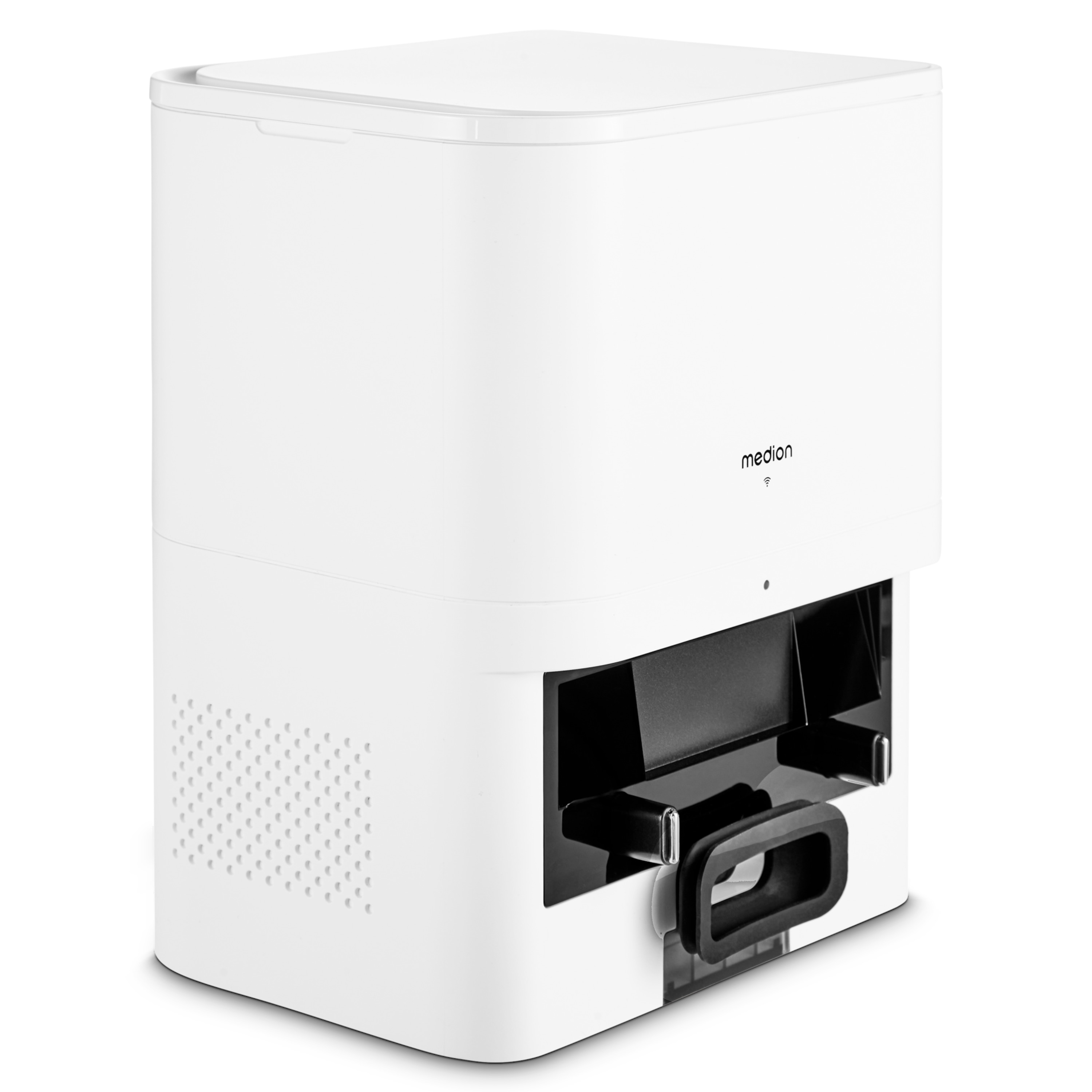 MEDION Absaugstation Für Saugroboter X41 SW - Automatisches Entleeren, 2 Liter Beutel, 17.000 Pa
