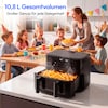 MEDION® LIFE® P25 XXL Flex M Heißluftfritteuse MD100057 schwarz, 100 Rezepte in der Life+ App, 2 separate Garzonen, 10 Automatikprogramme, 10,8 L Gesamt-Nutzinhalt, 3.040 Watt, Temperatur einstellbar bis 200 °C