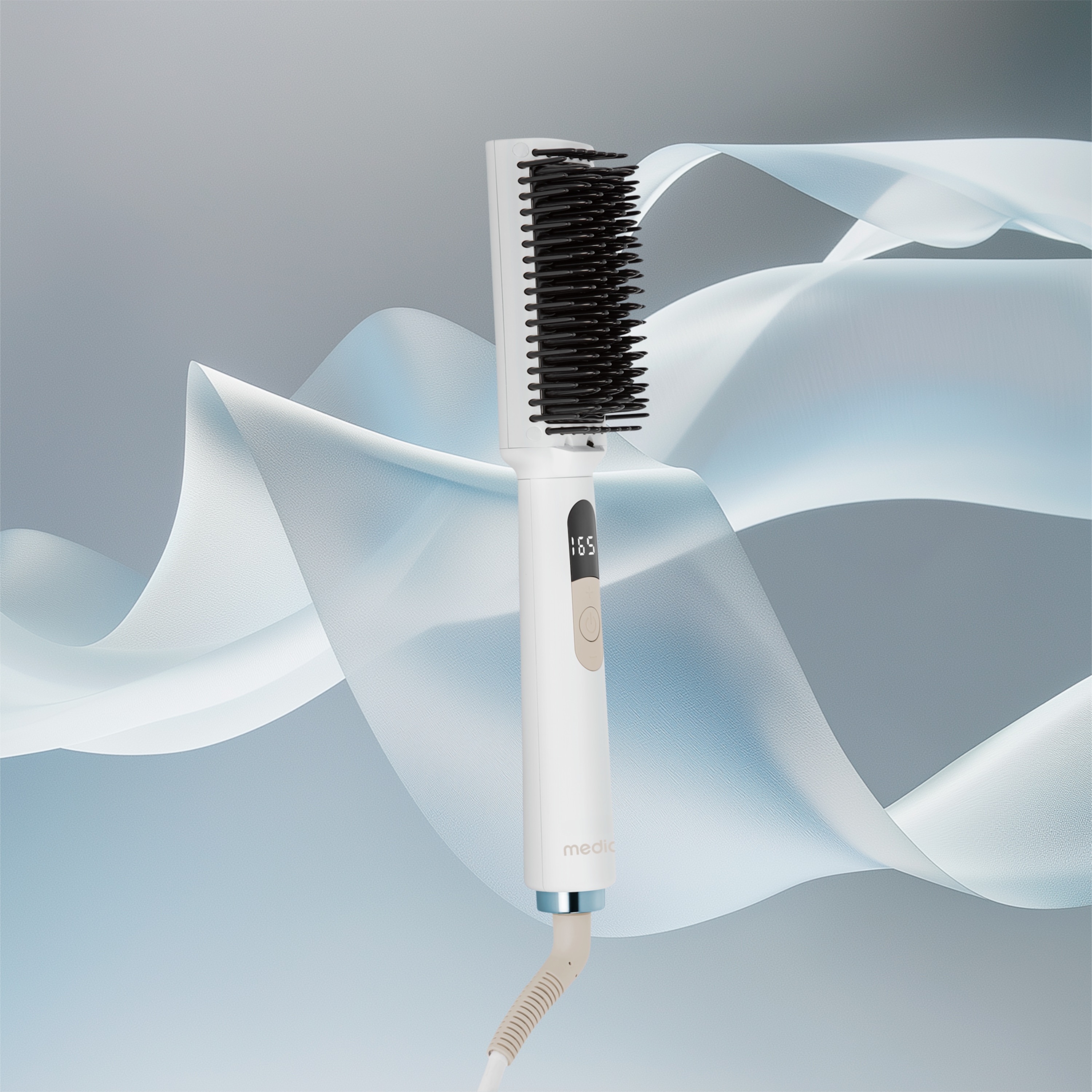MEDION® LIFE HB1 Glättbürste, Keramik-/Turmalin beschichtete Heizelemente, Display mit Temperaturanzeige, 5 regelbare Hitzestufen (165° - 210°), Ionen-Technologie