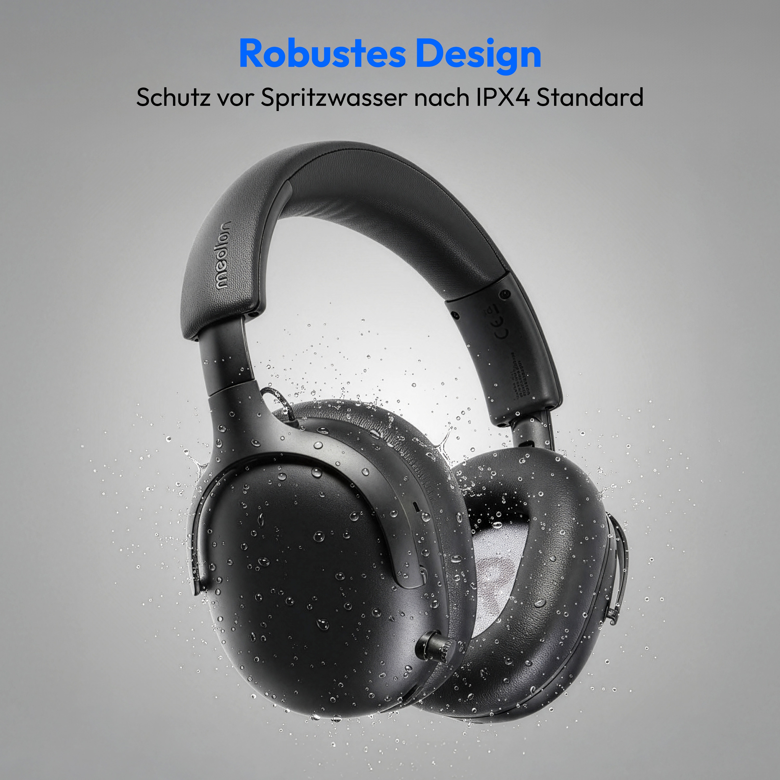 MEDION® Over Ear-Kopfhörer LIFE HX-1 Pure schwarz , bis zu 100 Stunden Akkulaufzeit, 3 EQ-Presets + 1 App-Preset, Bluetooth® 5.4 wireless technology, IPX4 Spritzwasserschutz