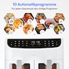 MEDION® LIFE® P20 XXL Twin Doppelzonen-Heißluftfritteuse MD 11760, 100 Rezepte in der Life+ App, 2 separate Garzonen, 10 Automatikprogramme, 8,7 L Gesamt-Nutzinhalt, 2.600 Watt, Temperatur einstellbar bis 200 °C