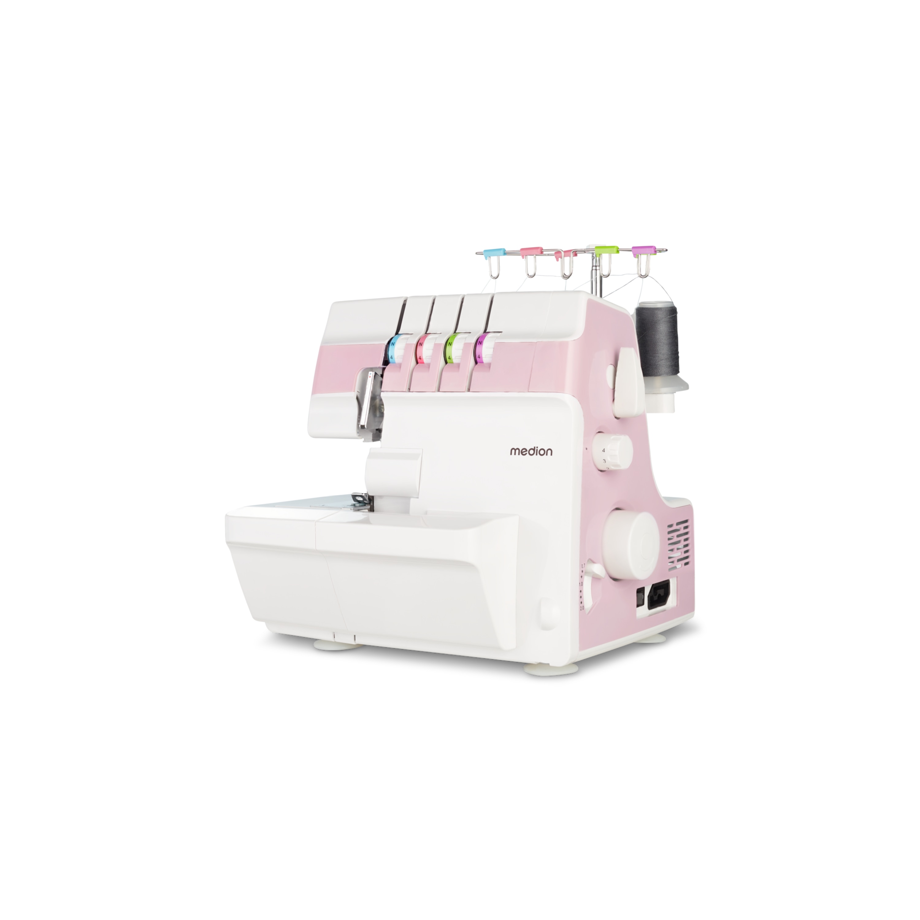MEDION® LIFE® Overlock-Nähmaschine SO90 (MD19169), 90 Watt Motorleistung, LED Nählicht, Nähen mit 4 Fäden gleichzeitig, umfangreiches Zubehör