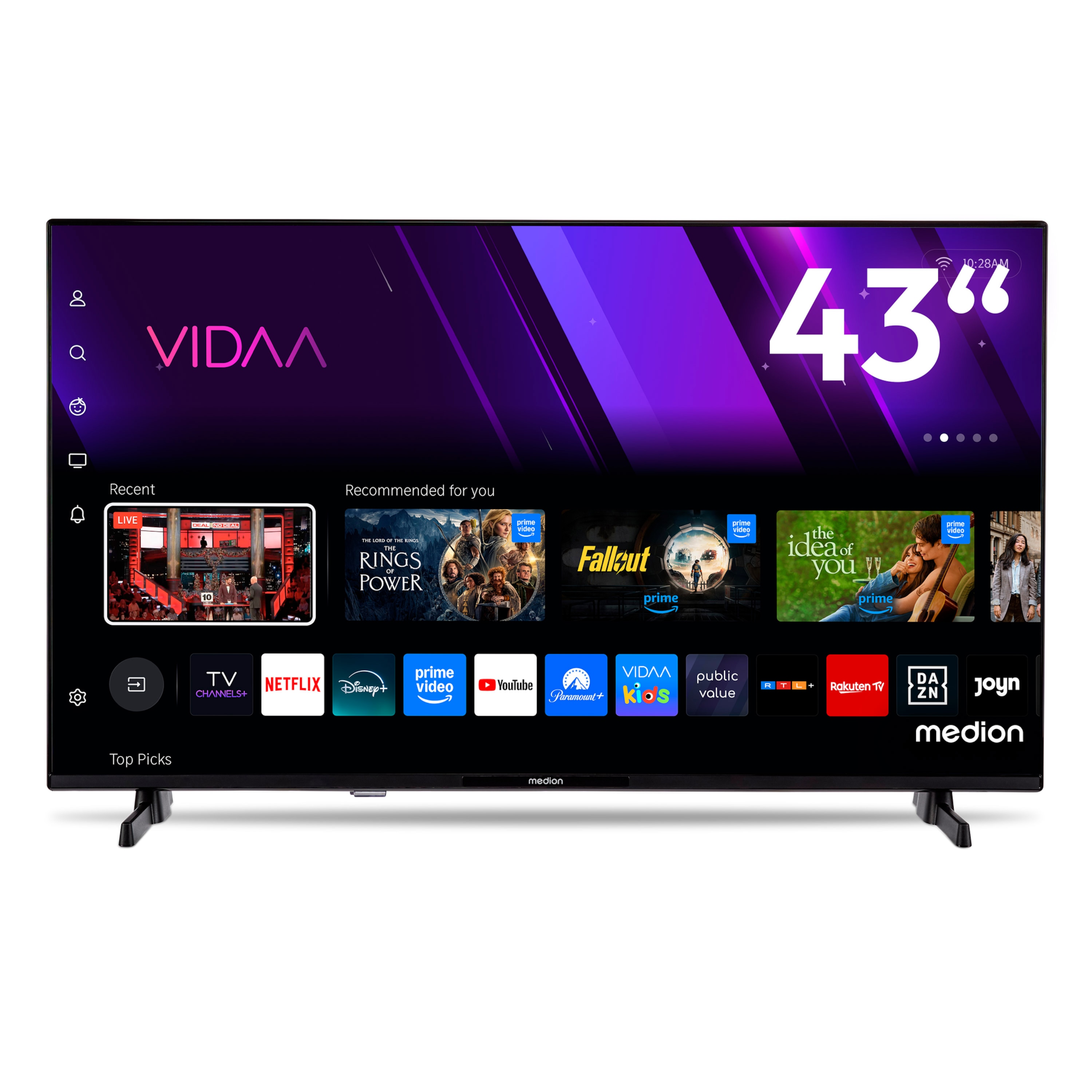 MEDION® LIFE MD 843101 Smart-TV, 108 cm (43'') FHD Display, HDR, PVR ready, Bluetooth®, VIDAA App Store, NETFLIX, Disney+, Paramount+ & Amazon Prime Video App