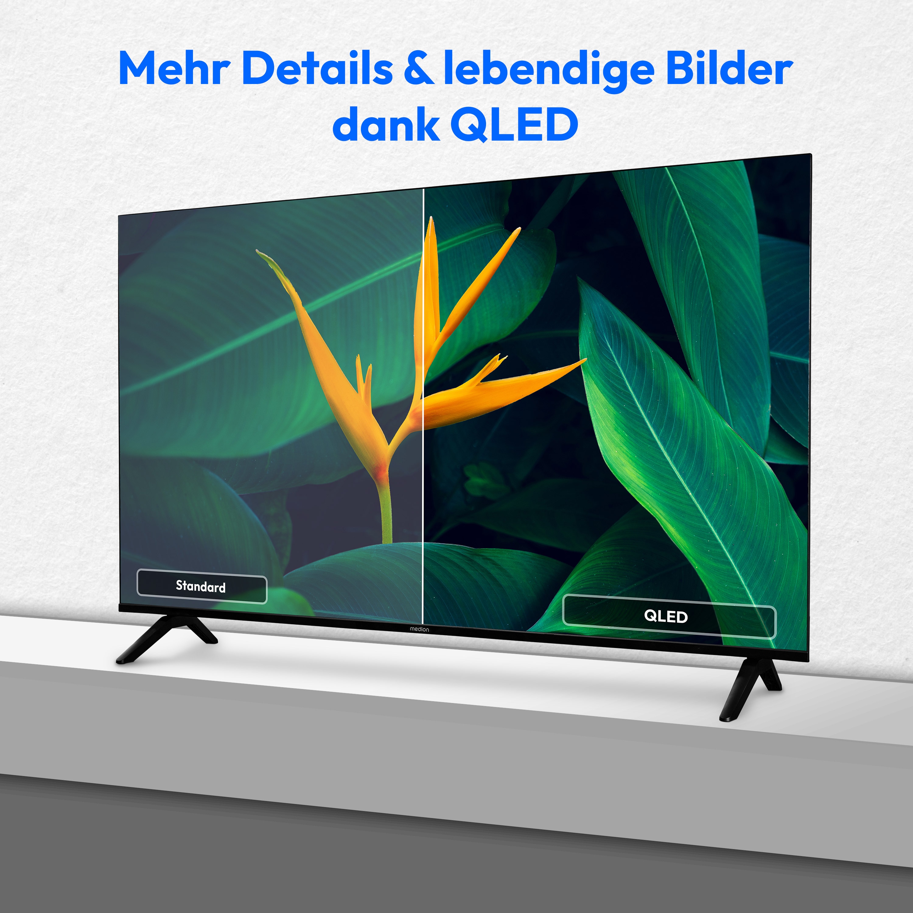 MEDION® LIFE MD 855601 QLED Smart-TV, 138,8 cm (55'') Ultra HD Display, HDR (High Dynamic Range), Dolby Vision®, MEMC, Bluetooth®, PVR ready, NETFLIX, Prime Video, Disney+, DAZN, Paramount+ App, VIDAA App Store, Dolby Atmos®, HD Triple Tuner
