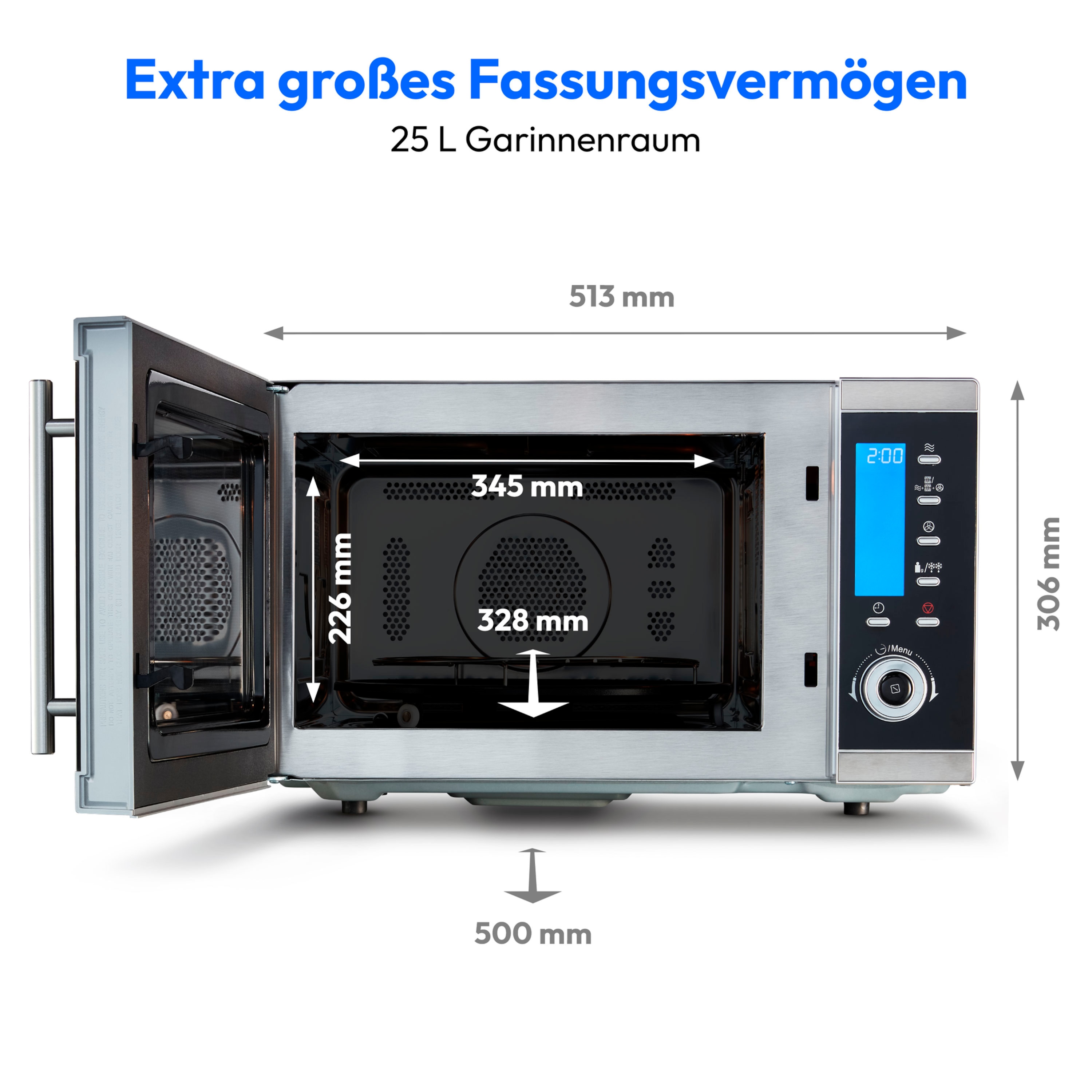 MEDION® LIFE® 4in1 Mikrowelle MD 15501, Kombination aus Mikrowelle, Ofen und Doppelgrill, 10 Automatikprogramme, 25 L Garinnenraum
