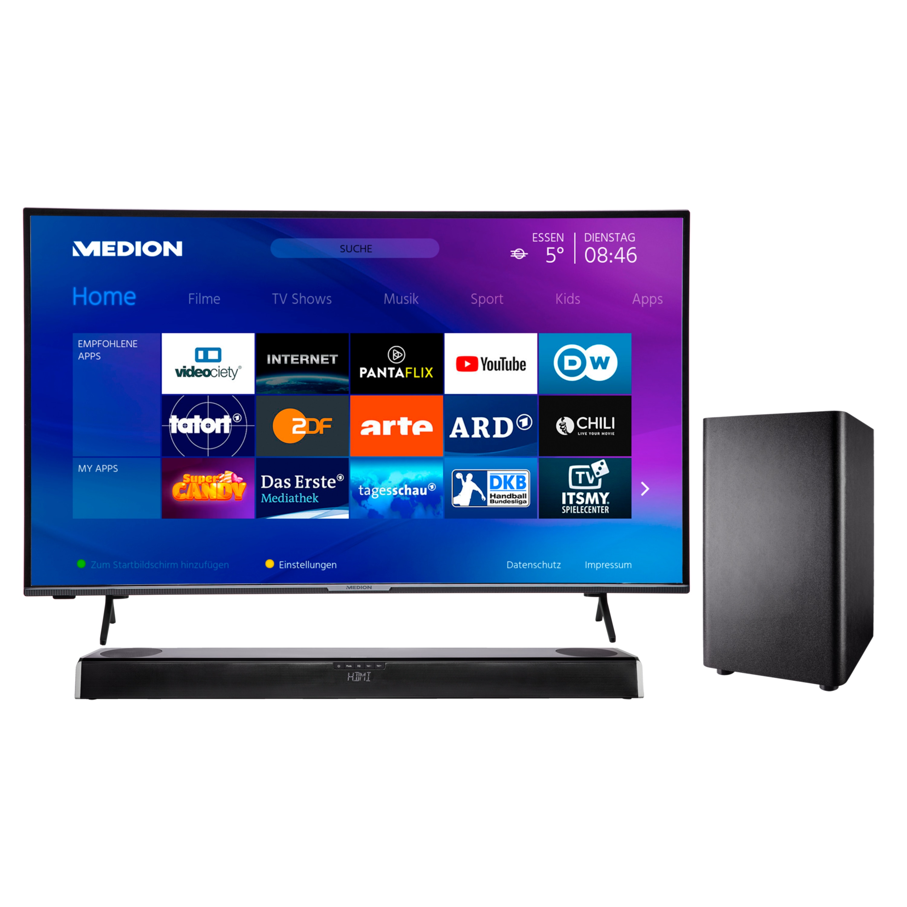 Medion Life Dolby Atmos Soundbar S61388 Test MEDION® LIFE® P14312 108 cm (43'') Full HD Smart-TV + S61388 Dolby
