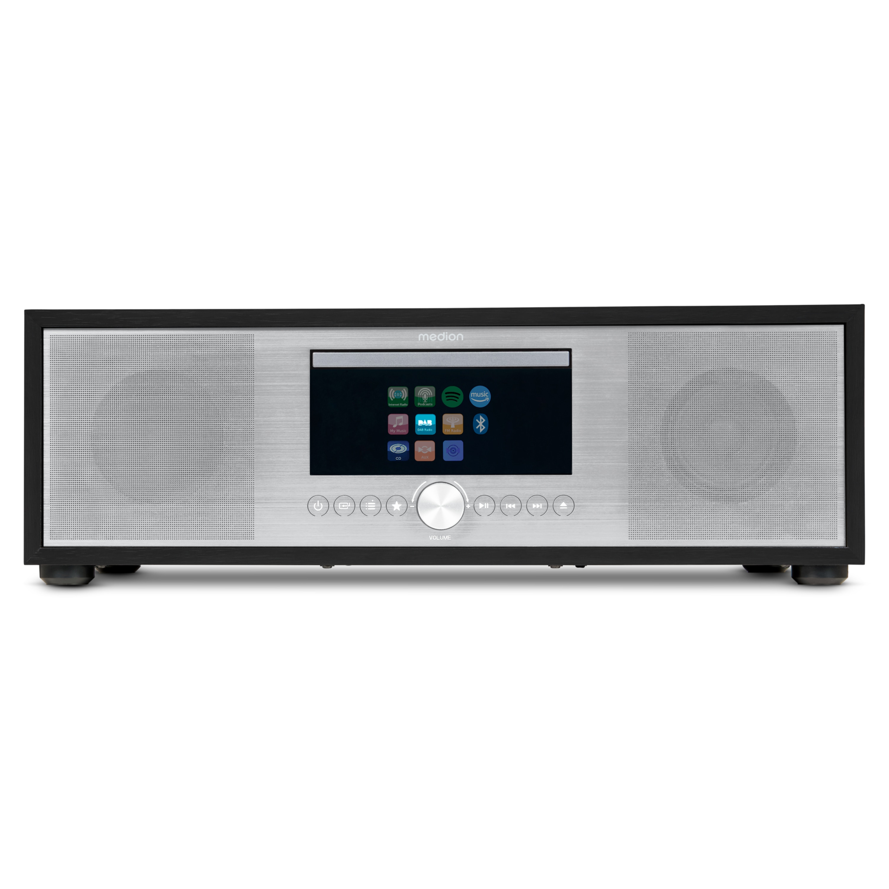 MEDION® LIFE® P66400 All-in-One Audio System silber, LCD-Display 7,1 (2.8''), Internet/DAB+/PLL-UKW Radio, CD/MP3-Player, Bluetooth®, WLAN, RDS, 2.1 Soundsystem, 2 x 20 W + 40 W RMS