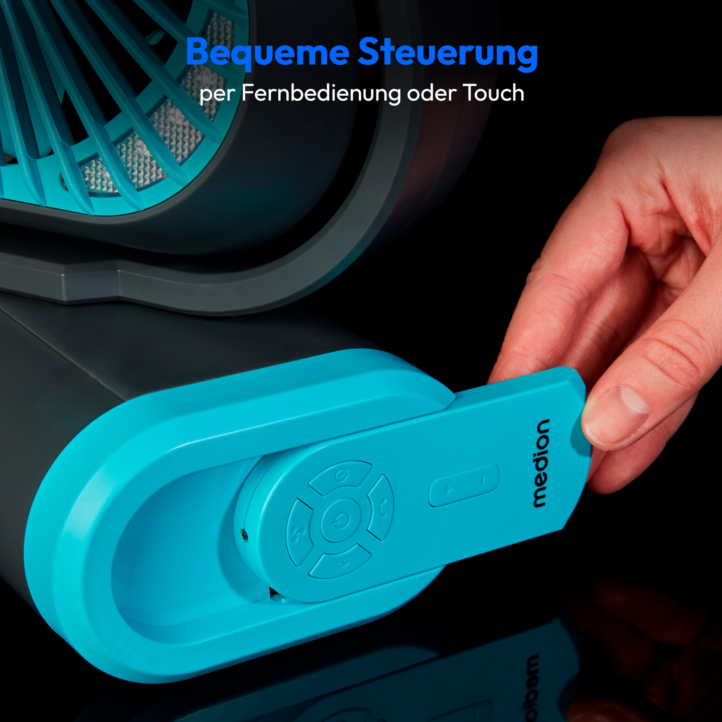 MEDION® LIFE Camping Ventilator E10 TF, 20 W Leistung, 5 Geschwindigkeitsstufen, 110° Oszillation, 10.000 mAh Akku, als Powerbank nutzbar, LED