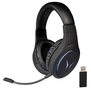 MEDION® ERAZER® Mage X10, Wireless Gaming Headset, klasse Klangqualität, flexibles & abnehmbares Mikrofon, RGB, Kabelbedienelement, bis zu 12 Stunden Laufzeit, kabellos (PC & PS5®) oder kabelgebunden
