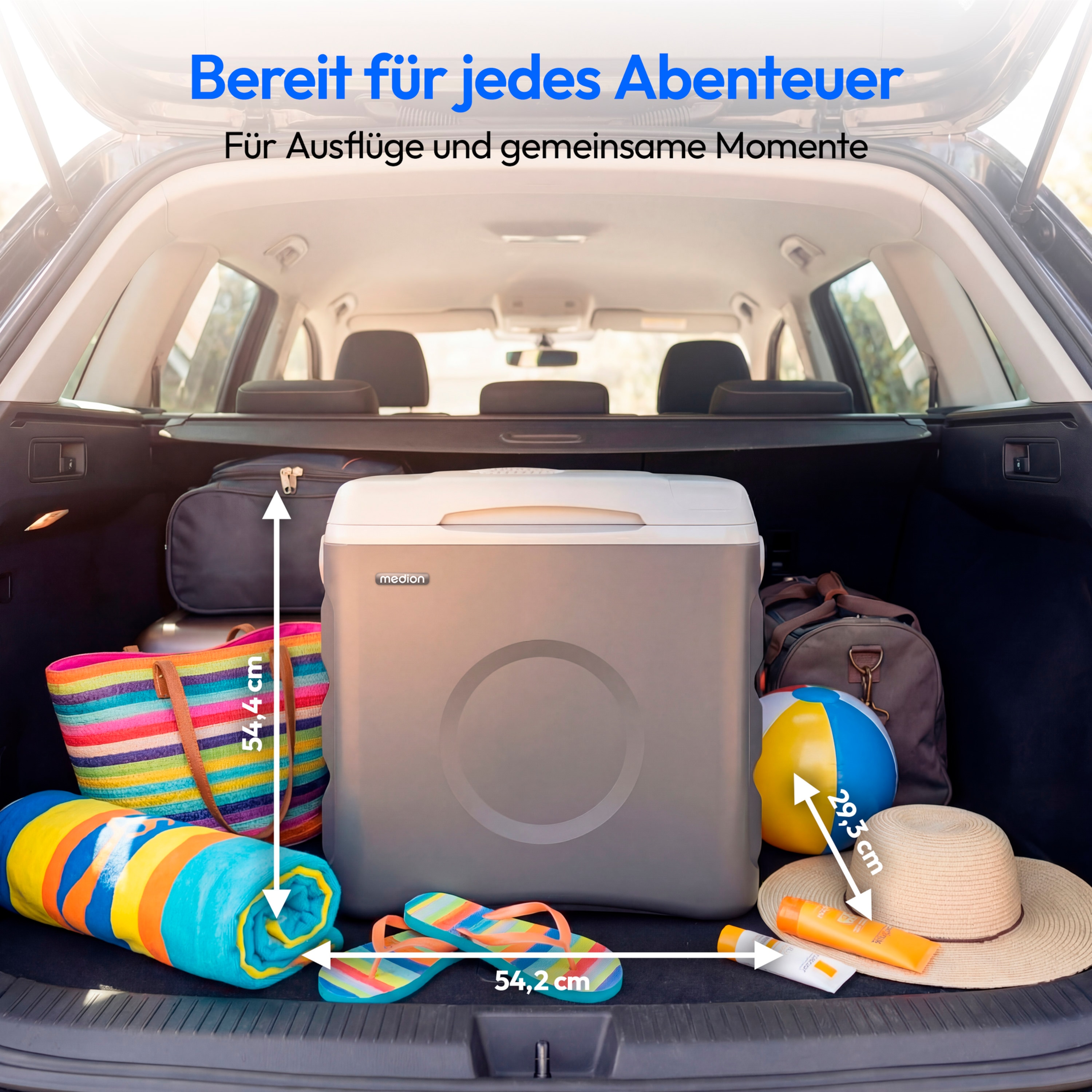 MEDION® MEDION LIFE Thermoelektrische Kühlbox MD370030, 35 L, Kühlen bis 20 °C unter Umgebung, Warmhalten bis 55 °C, 12 V / 230 V / USB 5 V, ECO Modus