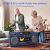 MEDION® LIFE P66538 Retro-Boombox blau, DAB+/PLL-UKW Radio, Bluetooth® 5.3 für das Abspielen von Smartphone & Co, CD-Player, Kassettendeck, X-Bass Funktion, 2 x 10 W RMS