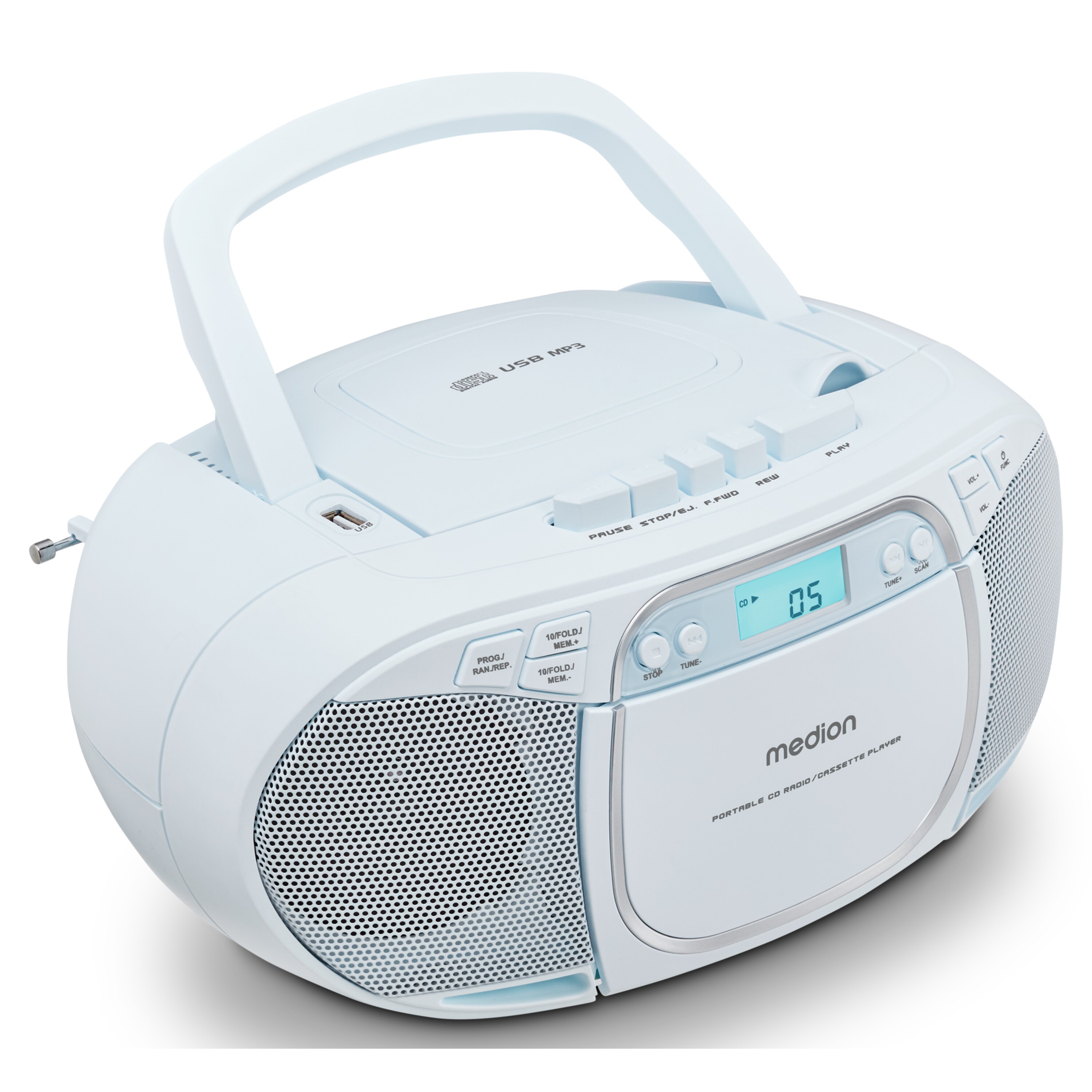 MEDION® LIFE® E66476 CD-/MP3-/Kassettenspieler blau | MEDION.DE 