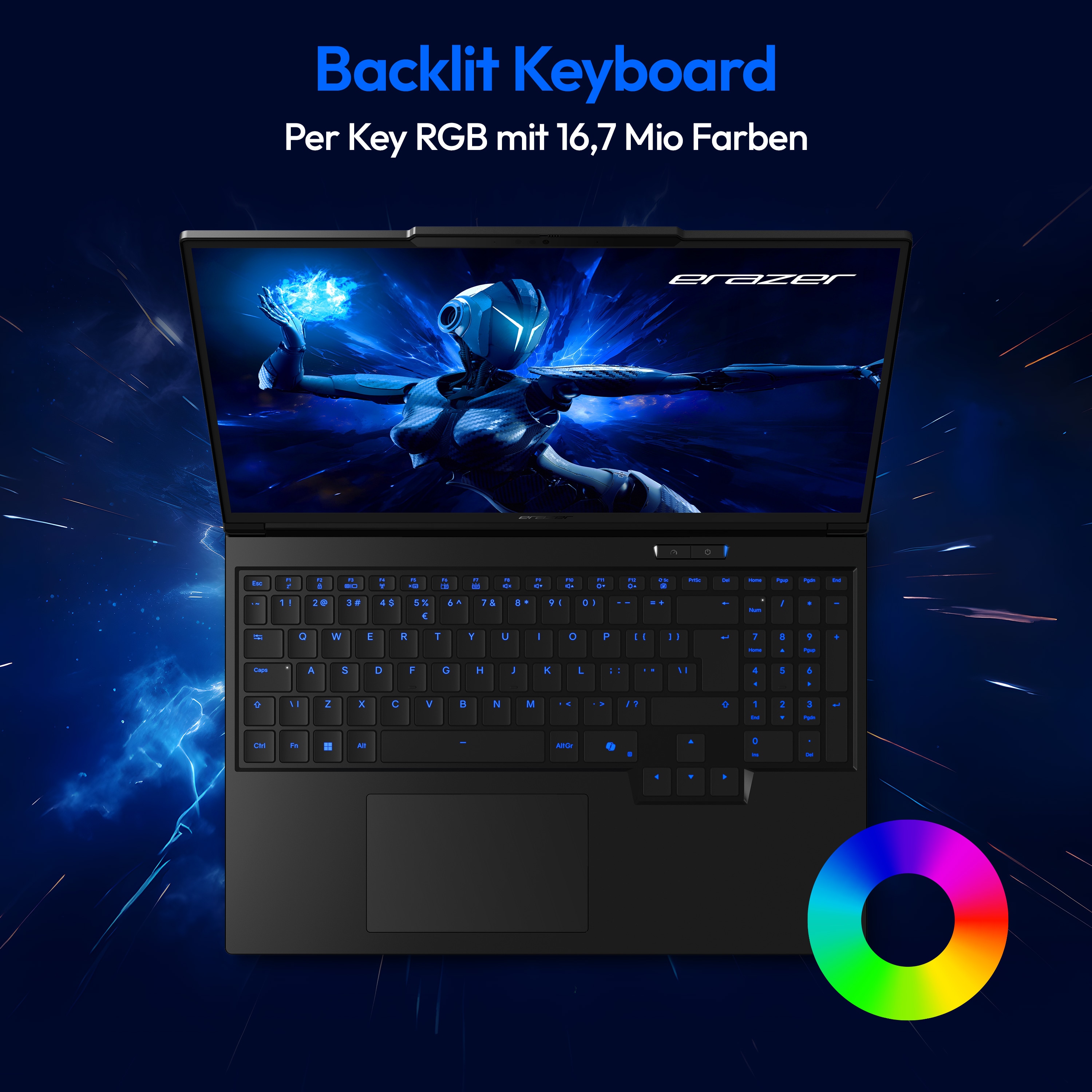 MEDION® ERAZER Major 16 X1 High-End Gaming Laptop, Intel® Core™ Ultra 7 Prozessor 255HX, Windows 11 Home, 40,6 cm (16”) QHD+ Display 100% sRGB mit 300 Hz, RTX 5070 Ti, 2 TB PCIe SSD, 32 GB RAM