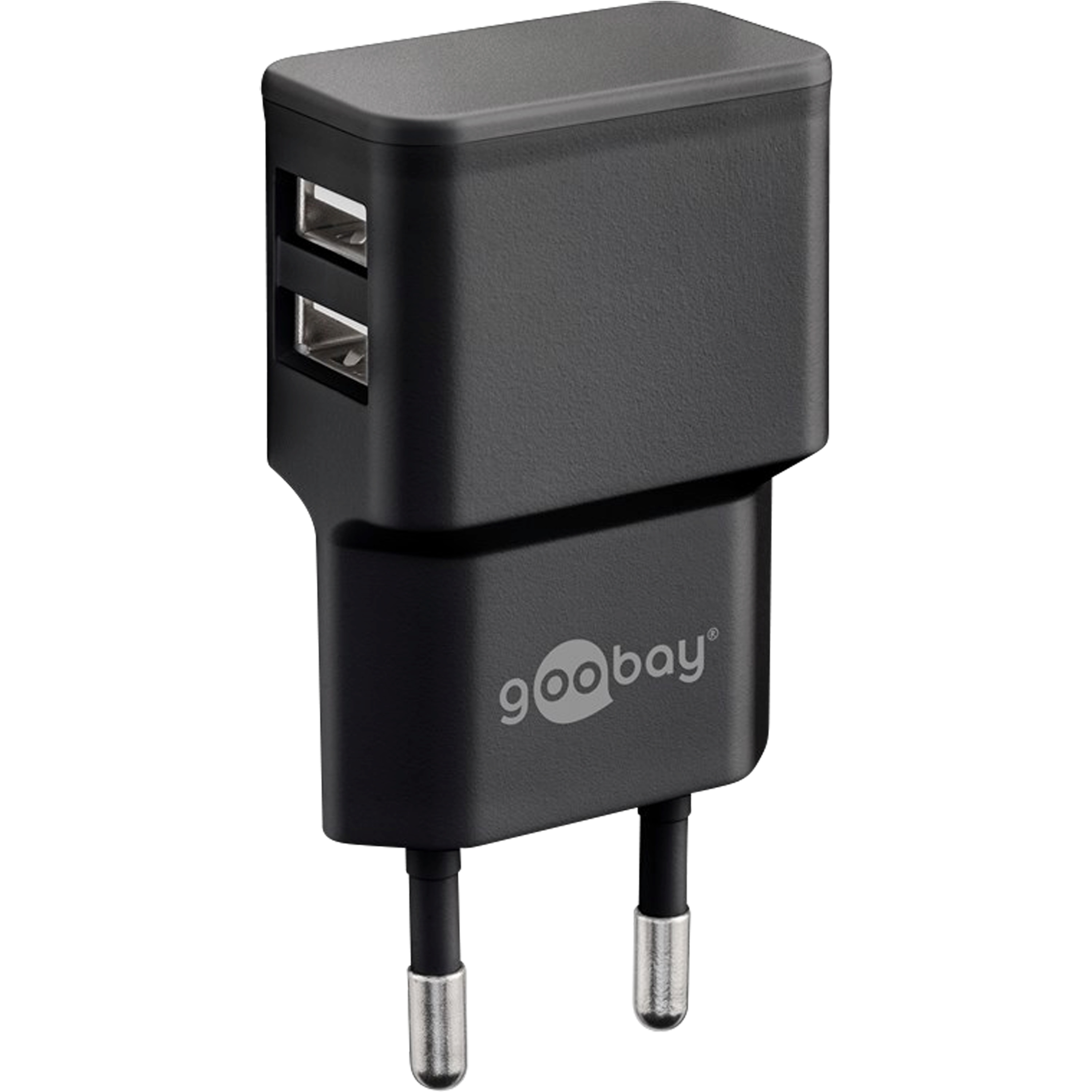 WENTRONIC Dual USB Ladegerät 2,4 A, 2x USB 2.0 Buchse, max Dual USB Ladegerät 2,4 A, 2x USB Ausgang, weiß | USB +