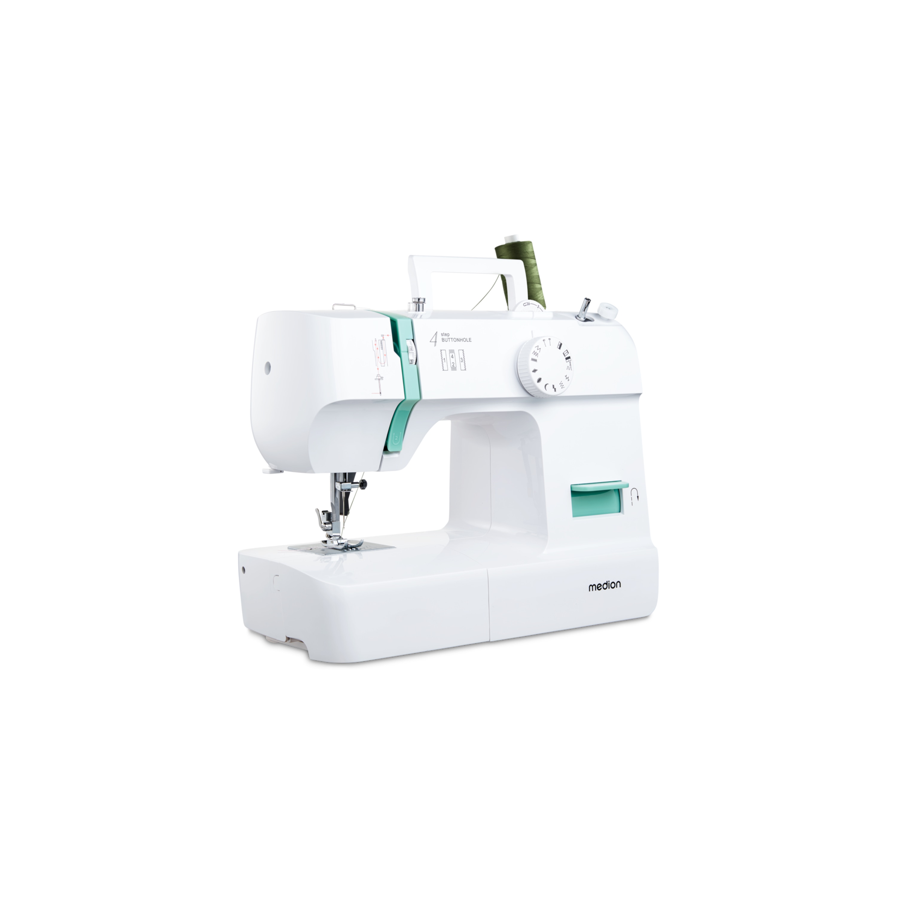 MEDION® LIFE Nähmaschine SM70 (MD 11179) , 12 verschiedene Stickmuster, 4-Stufen-Knopfloch,  einstellbare Stichlänge, 70-Watt-Motorleistung