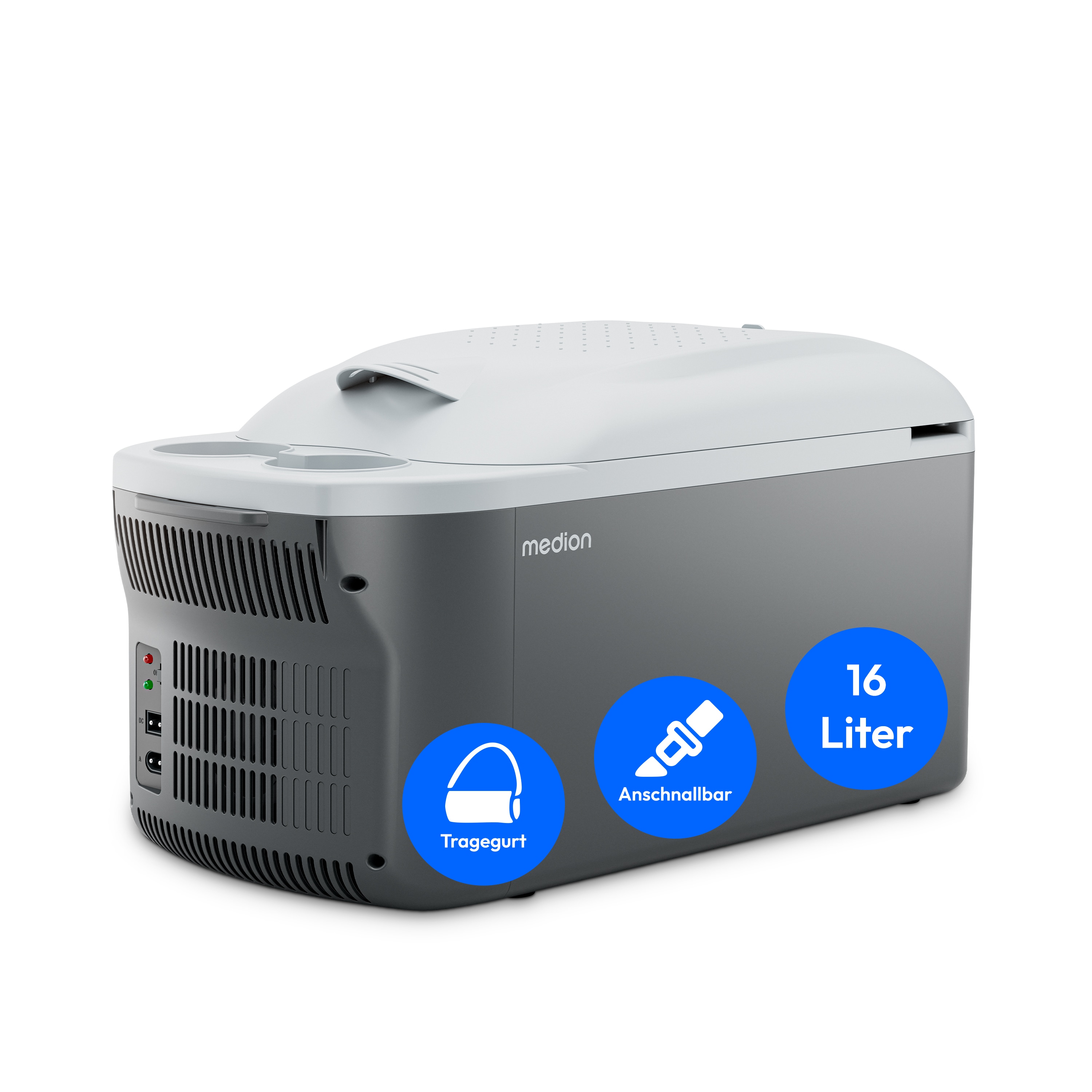 MEDION® LIFE Kühlbox mit Wärmefunktion MD13100, Kühl und Warmhaltefunktion, 16 L Kapazität, Tragegurt