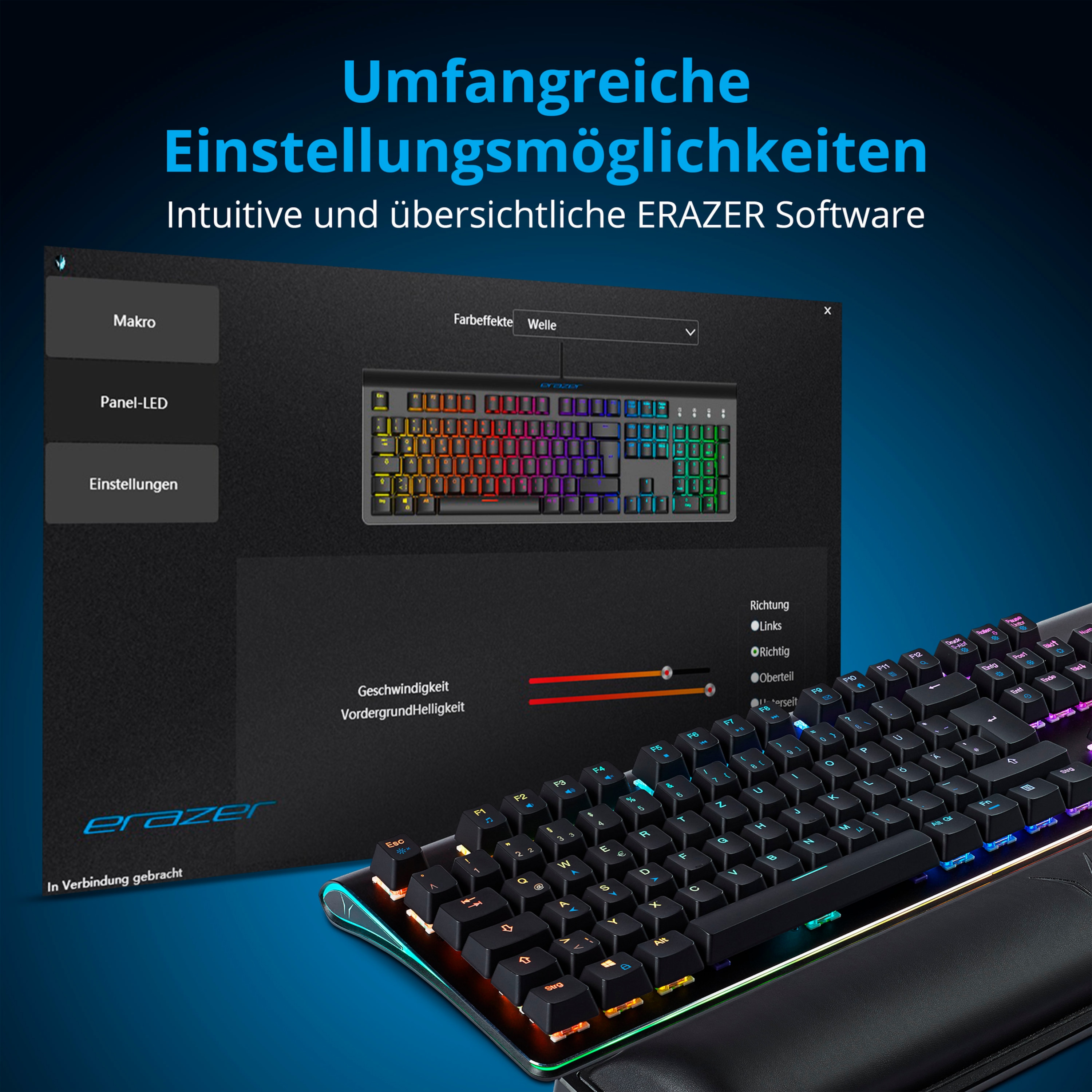 MEDION® ERAZER Supporter X11 mechanische Gaming Tastatur, extrem langlebige Outemu Switches, 100% Anti-Ghosting, RGB-Hintergrundbeleuchtung, hochwertige Aluminium Oberfläche