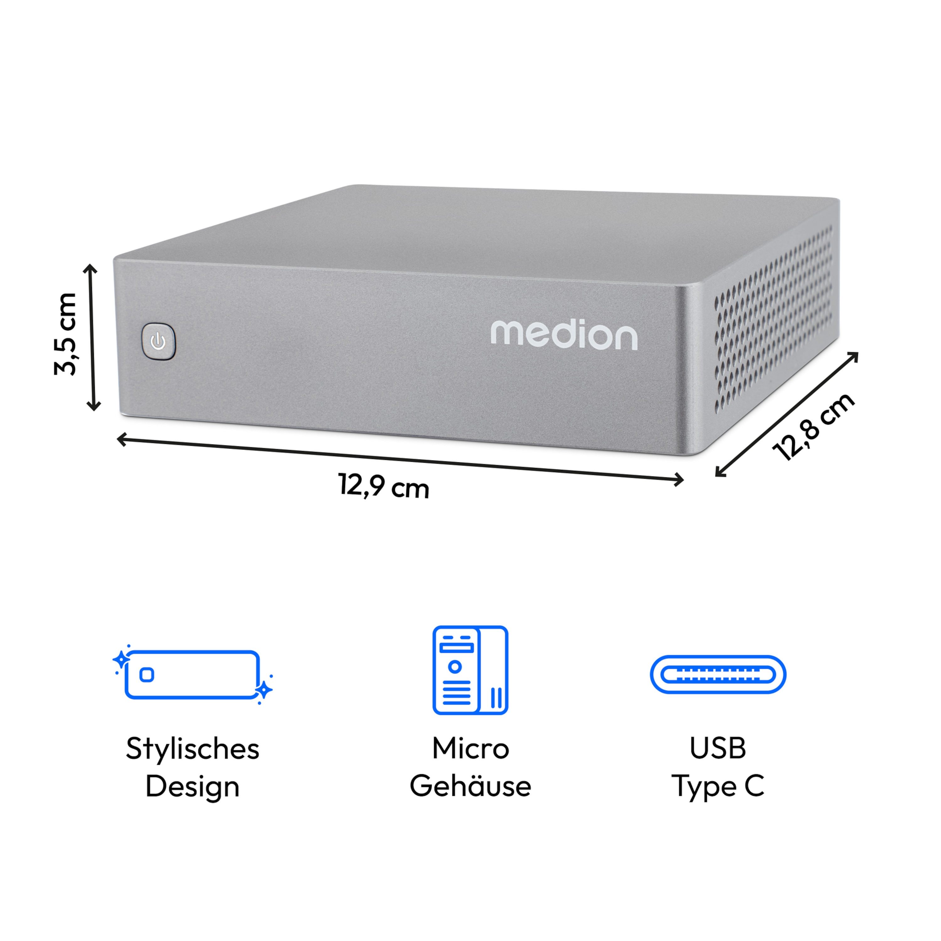 MEDION® S06 Mini PC, Intel® Core™ i3-1315U Prozessor, ohne Betriebssystem, 512 GB SSD, 8 GB RAM