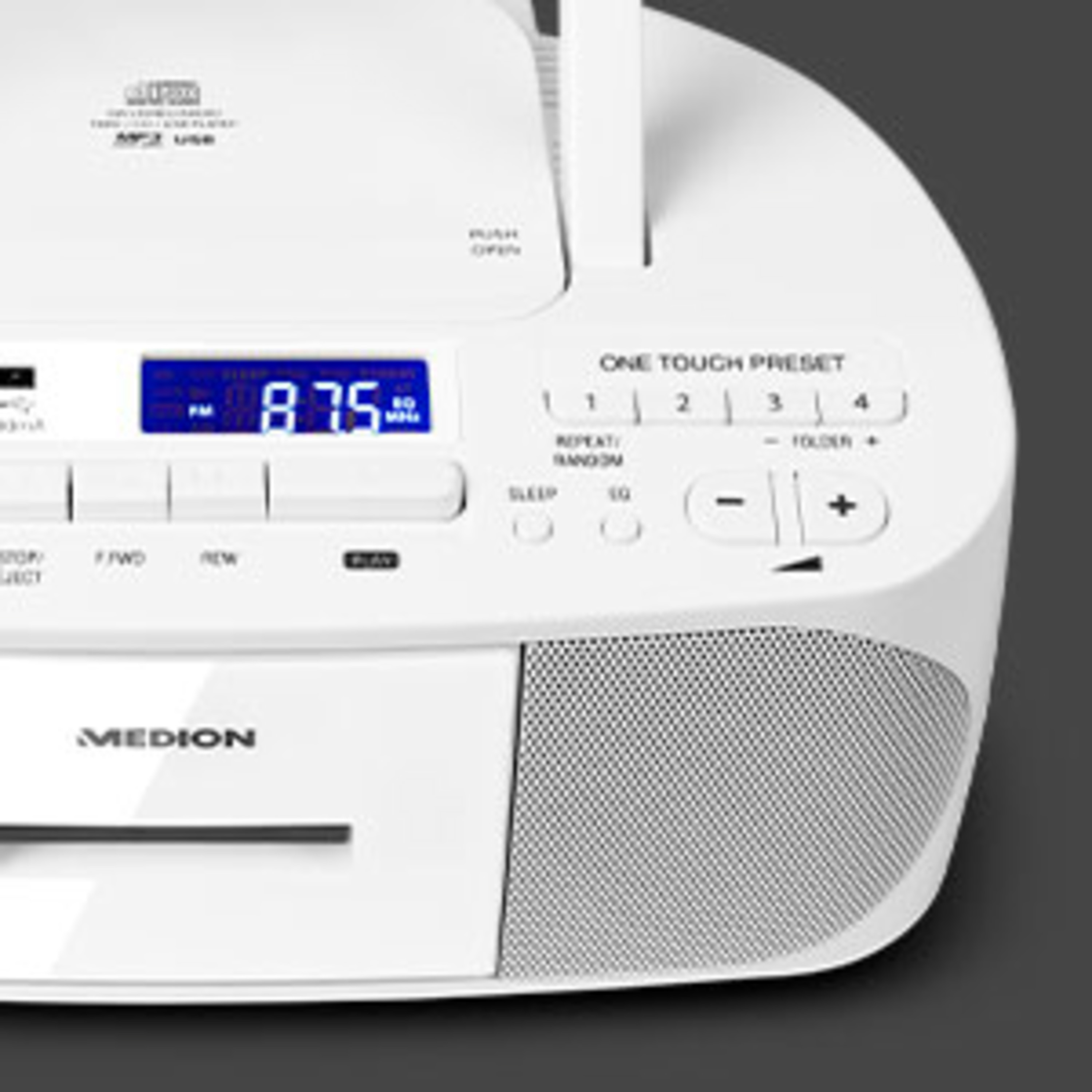 MEDION® LIFE® E64070, CD-Kassetten-Radio mit MP3-Wiedergabe, PLL-UKW Radio, USB Anschluss, CD-R/RW kompatibel, AUX, 2 x 30 W max. Musikausgangsleistung