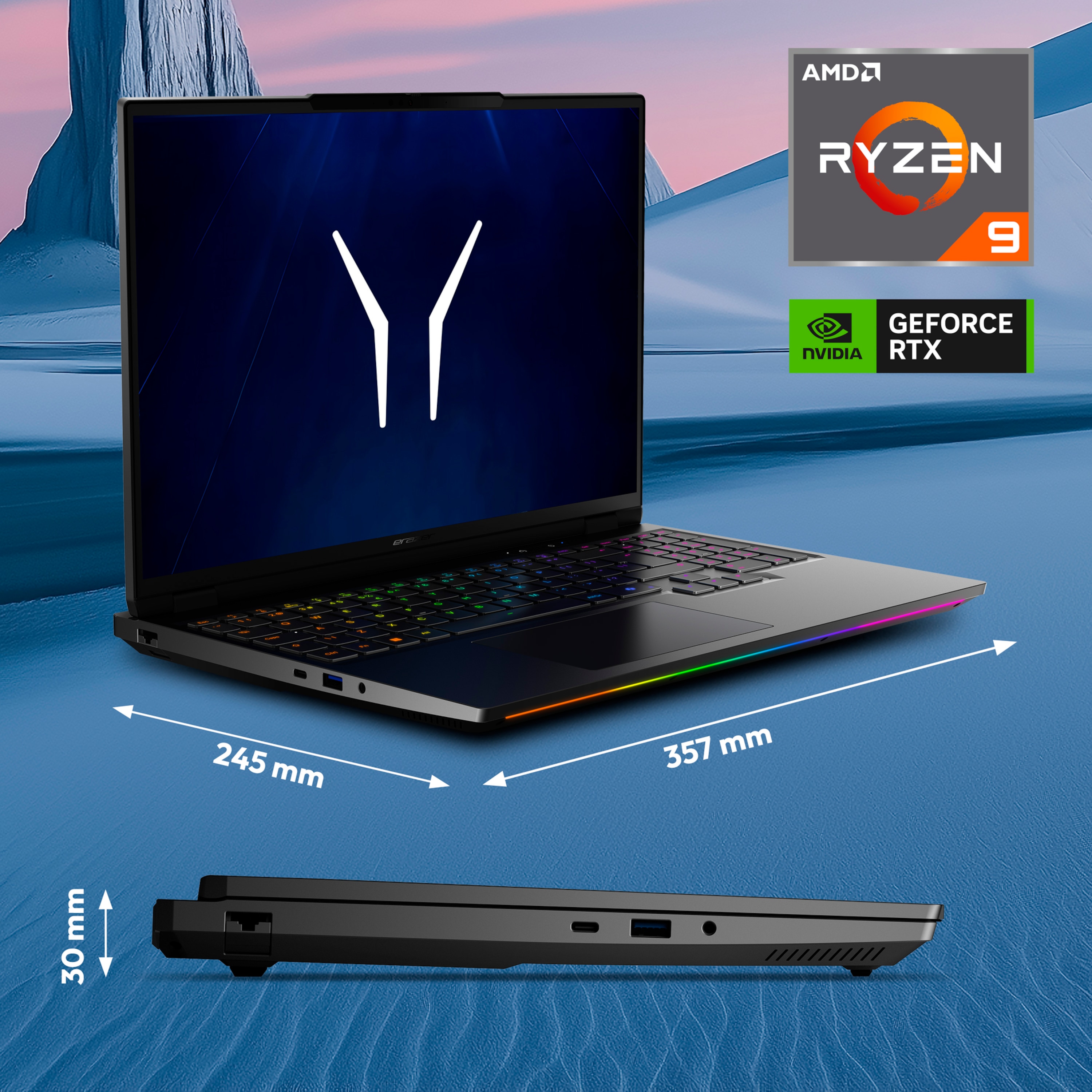 MEDION® ERAZER Beast 16 X15 Ultimate High-End Gaming Laptop, AMD Ryzen™ 9 8940HX, Windows 11 Home, 40,6 cm (16”) QHD+ Display mit 300Hz & 100 % sRGB, RTX 5070 Ti, 1 TB PCIe SSD, 32 GB RAM