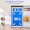 MEDION® LIFE Kühlschrank mit Eiswürfelfach MD 370033 Anthrazit, 90 L Gesamt-Nutzinhalt (Kühlteil 80 L & Eiswürfelfach 10 L), wechselbarer Türanschlag, geringer Geräuschpegel