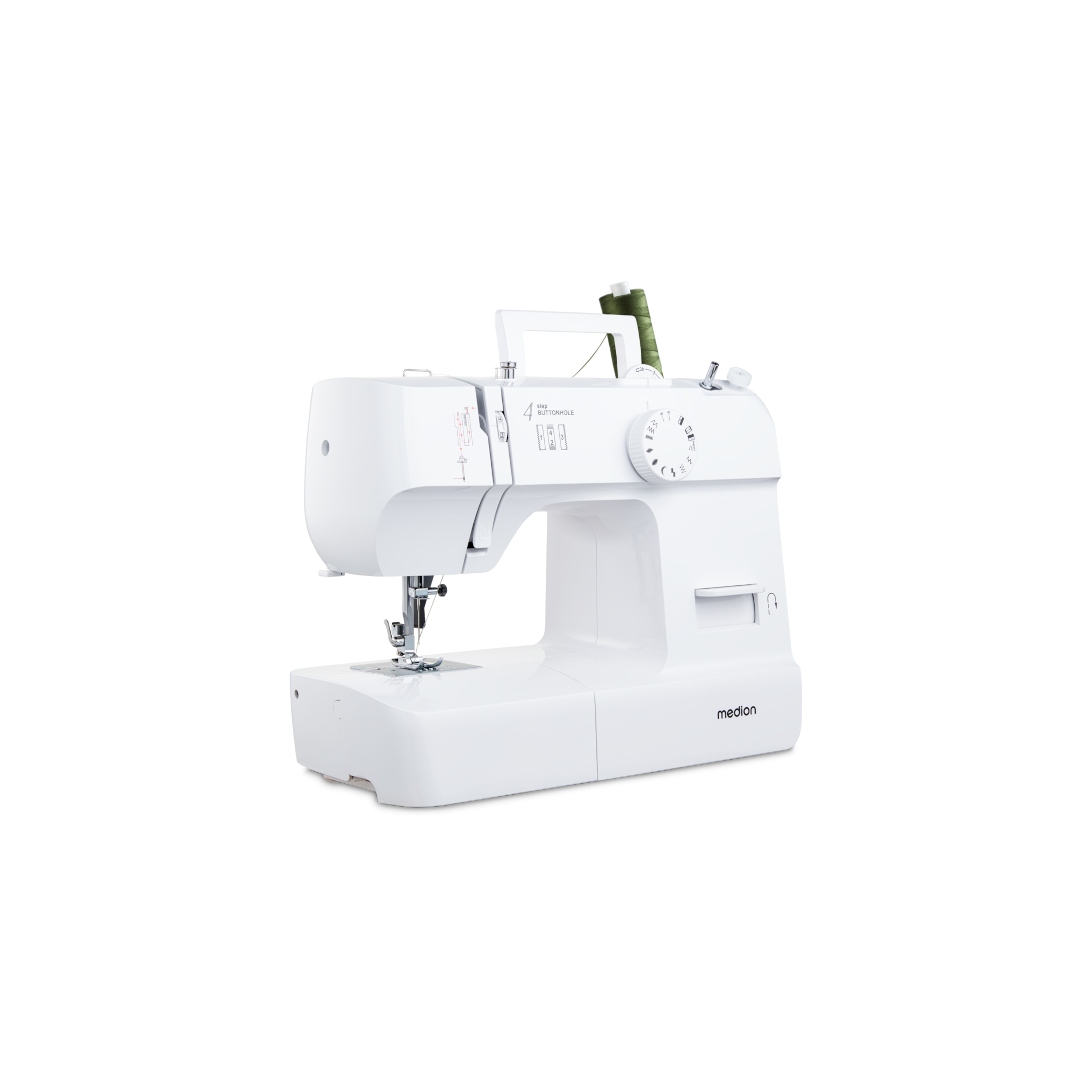 MEDION® LIFE Nähmaschine SM70 (MD 11179), 12 verschiedene Stickmuster, 4 Schritte Knopfloch, einstellbare Stichlänge, 70 Watt Motorleistung