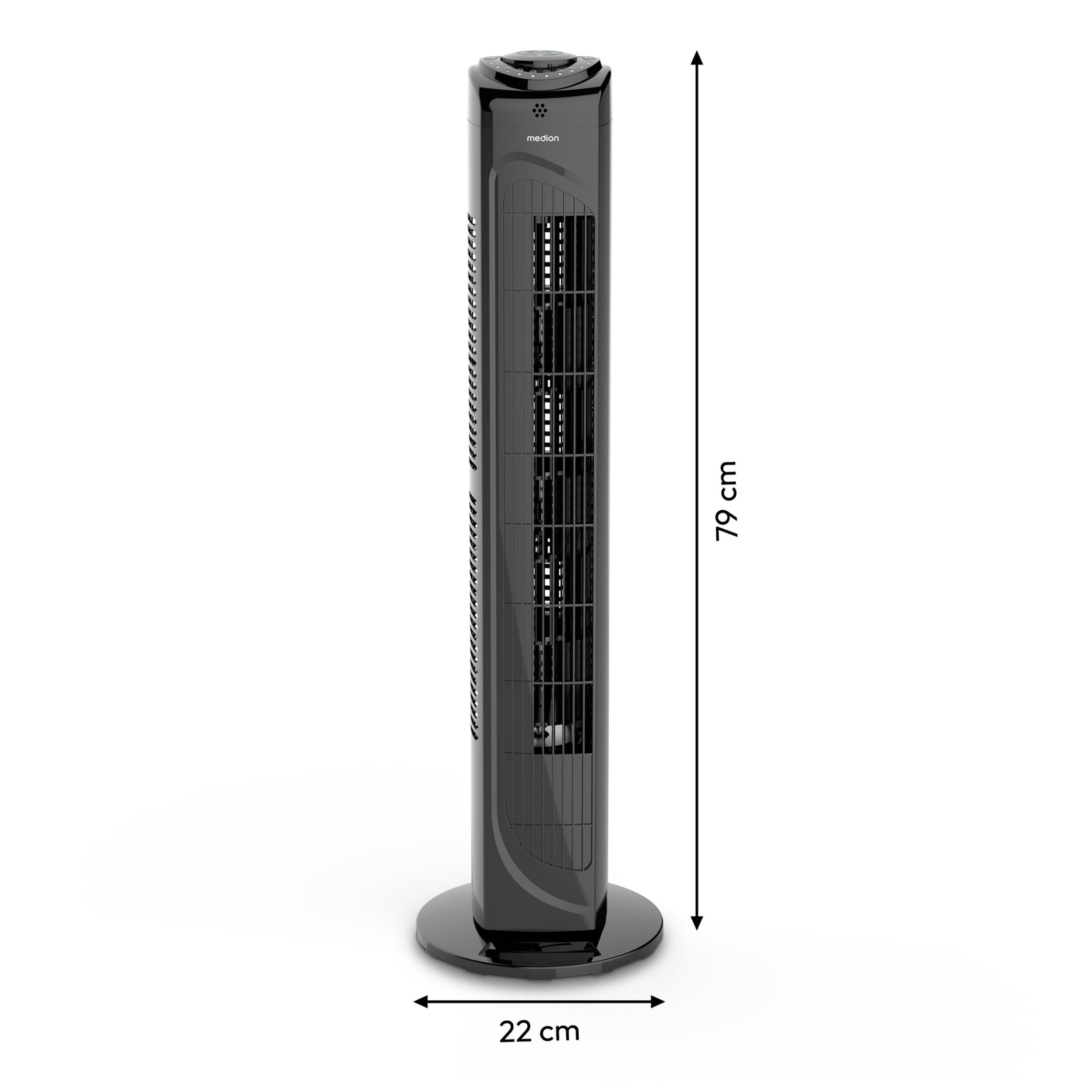 MEDION® LIFE E11 TF Turmventilator (MD 12067), 3 Geschwindigkeitsstufen, 45 Watt Leistung, Timerfunktion, inkl. Fernbedienung