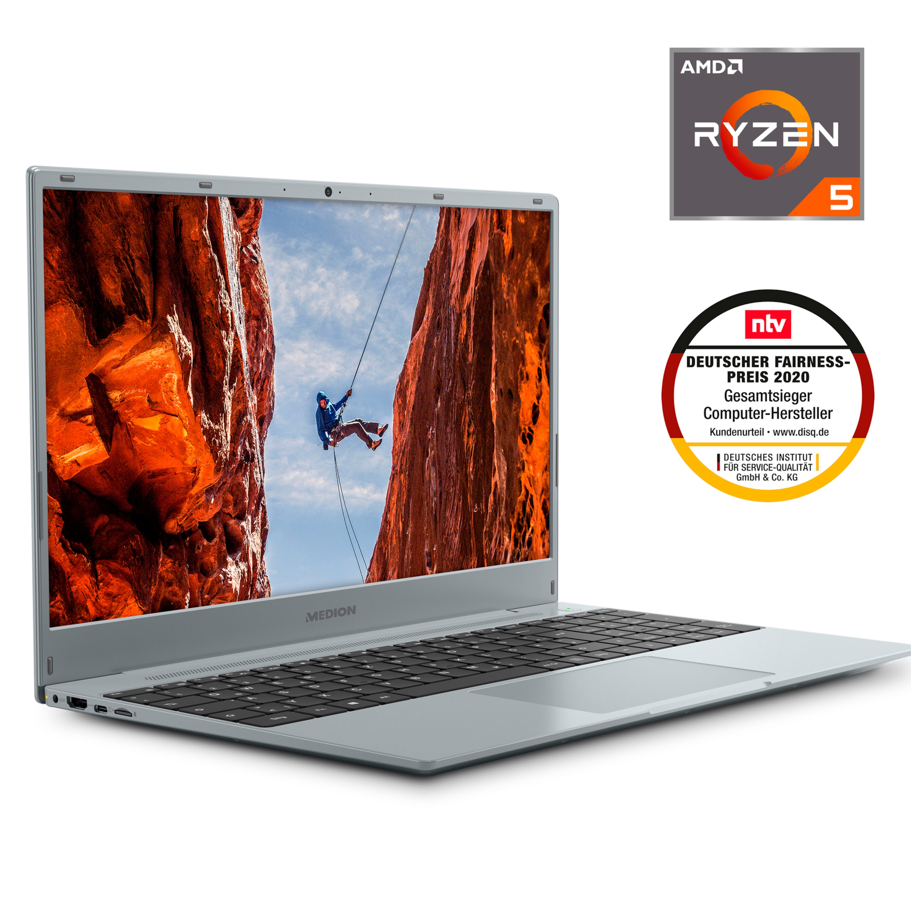 MEDION® E15309 Laptop, AMD Ryzen™ 5 5500U, Windows 11 Home (S Modus), 39,6 cm (15,6'') FHD Display, 1 TB SSD, 8 GB RAM