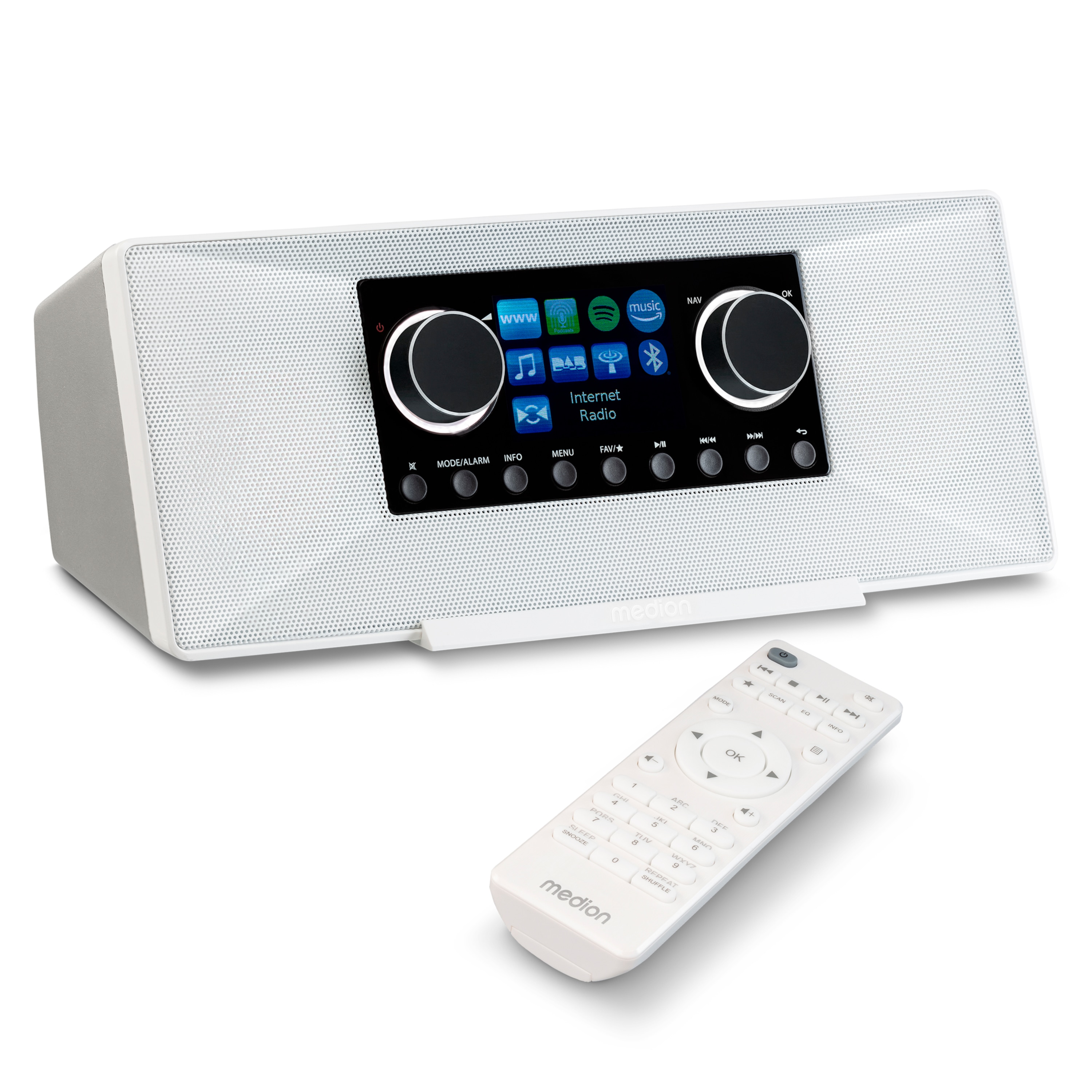 MEDION® LIFE® P85333 Stereo Internetradio, 7,1 cm (2,8'') TFT-Farbdisplay, über 25.000 Internet-Radiosender & viele Podcasts empfangen, DAB+/UKW Radio, Wecker, WLAN, Bluetooth®, Amazon Music, Spotify®-Connect, 2 x 6 W RMS
