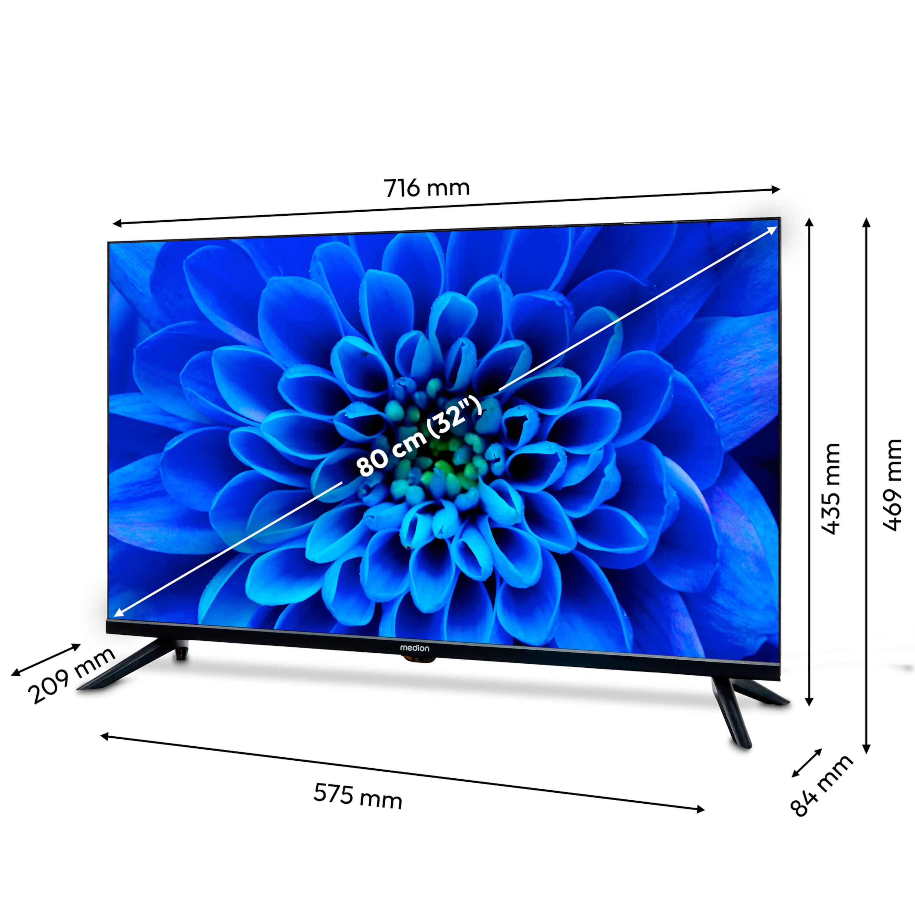 MEDION® LIFE® E8322500 (MD 832000) HD TV, 80 cm (32“), HD Triple Tuner, integrierter Mediaplayer, CI+ Schnittstelle