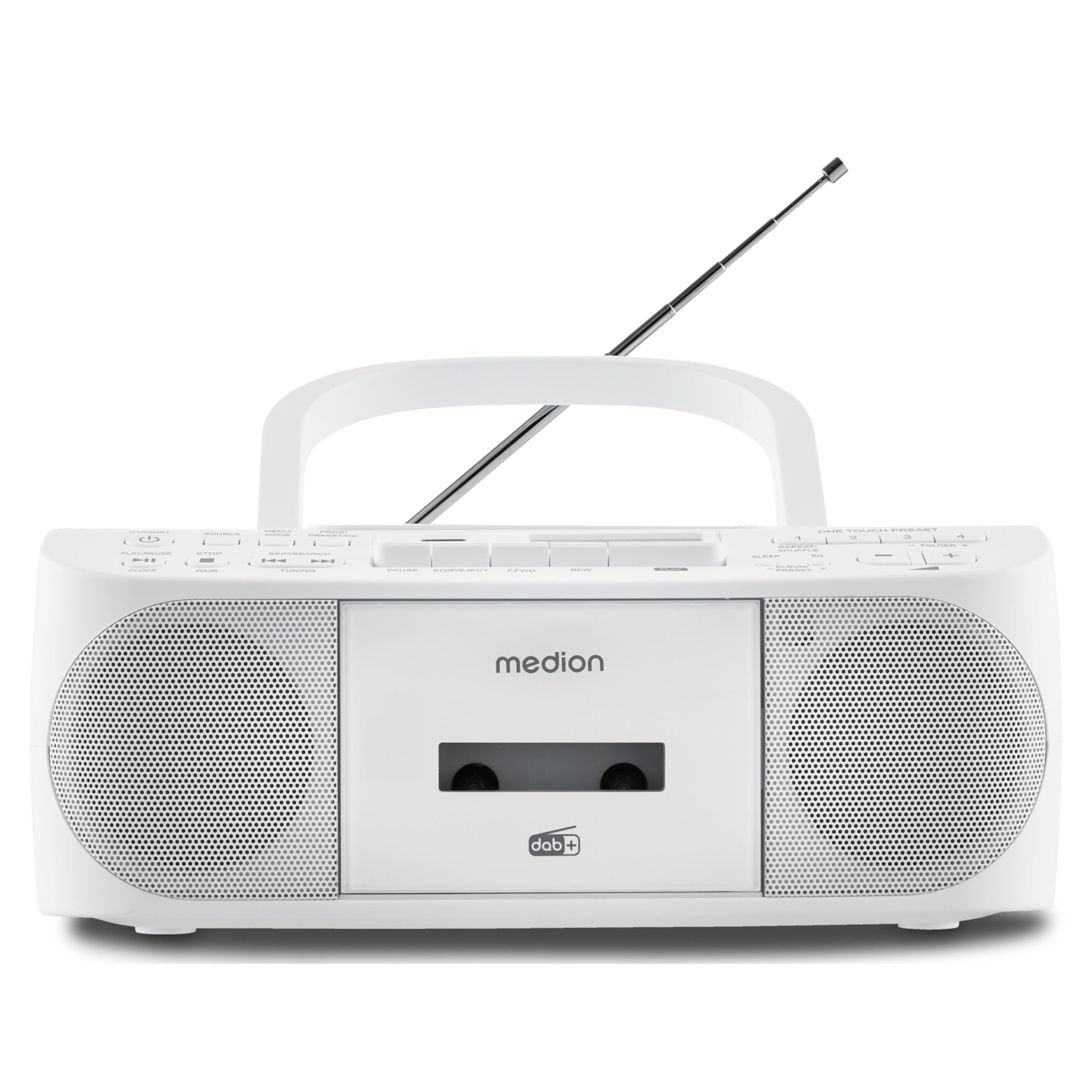 MEDION® LIFE® DRX-1 Plus, DAB+/PLL-UKW-Stereo Radio, Bluetooth® 5.4, CD-Kassetten-Radio mit MP3-Wiedergabe, USB Anschluss, CD-R/RW kompatibel, AUX-In, 2 x 3 W RMS