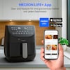 MEDION® LIFE Heißluftfritteuse X20 XL (MD13060), Temperaturfühler, MEDION Life+ App, Touch-Sensor- Bedienfeld, 6,6 L Fassungsvermögen, 10 Automatikprogramme, 5 Fleischprogramme
