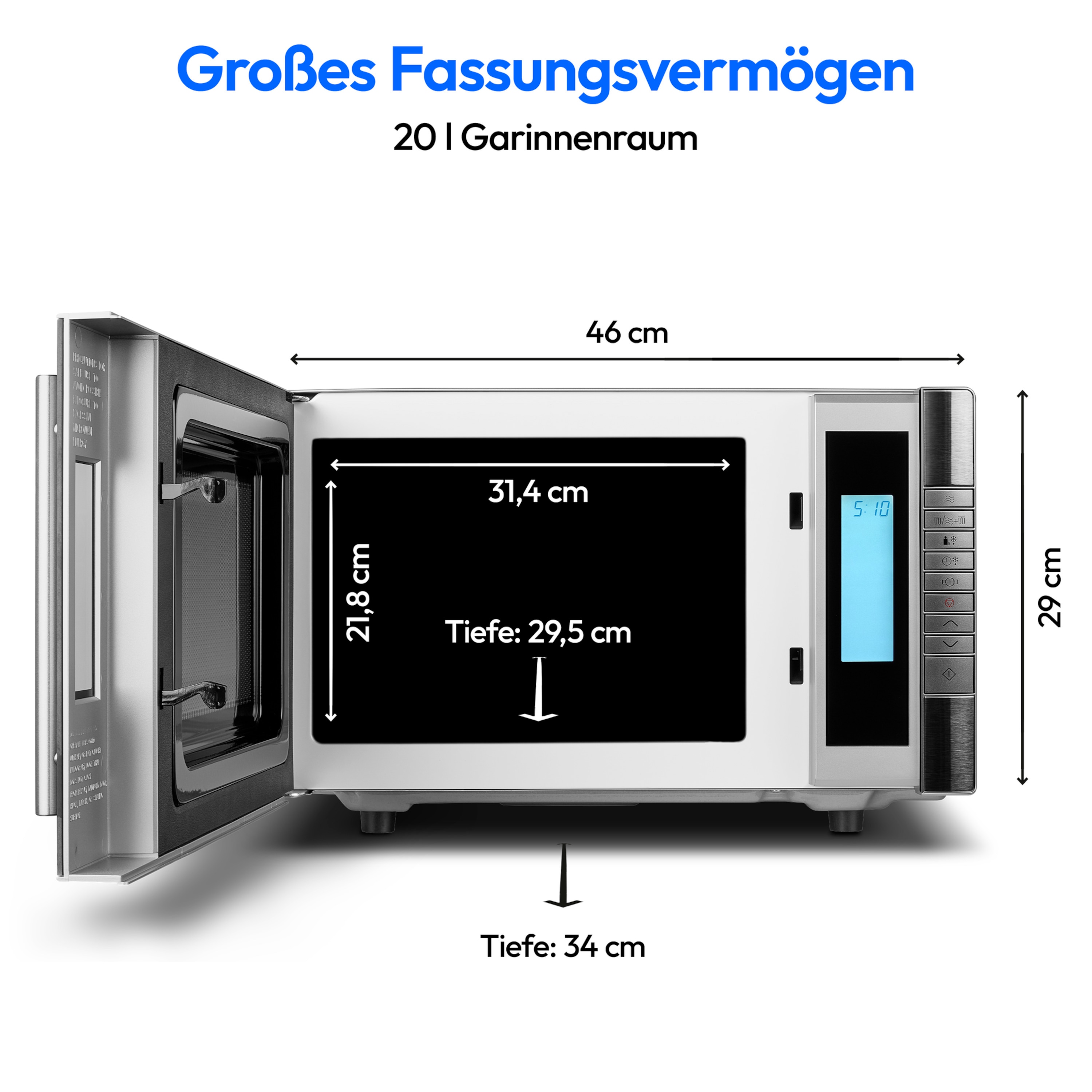 MEDION® LIFE® 2 in1 Mikrowelle MD 14482, Kombination aus Mikrowelle & Grill, 8 Automatikprogramme, 20L Garinnenraum, Auftaufunktion