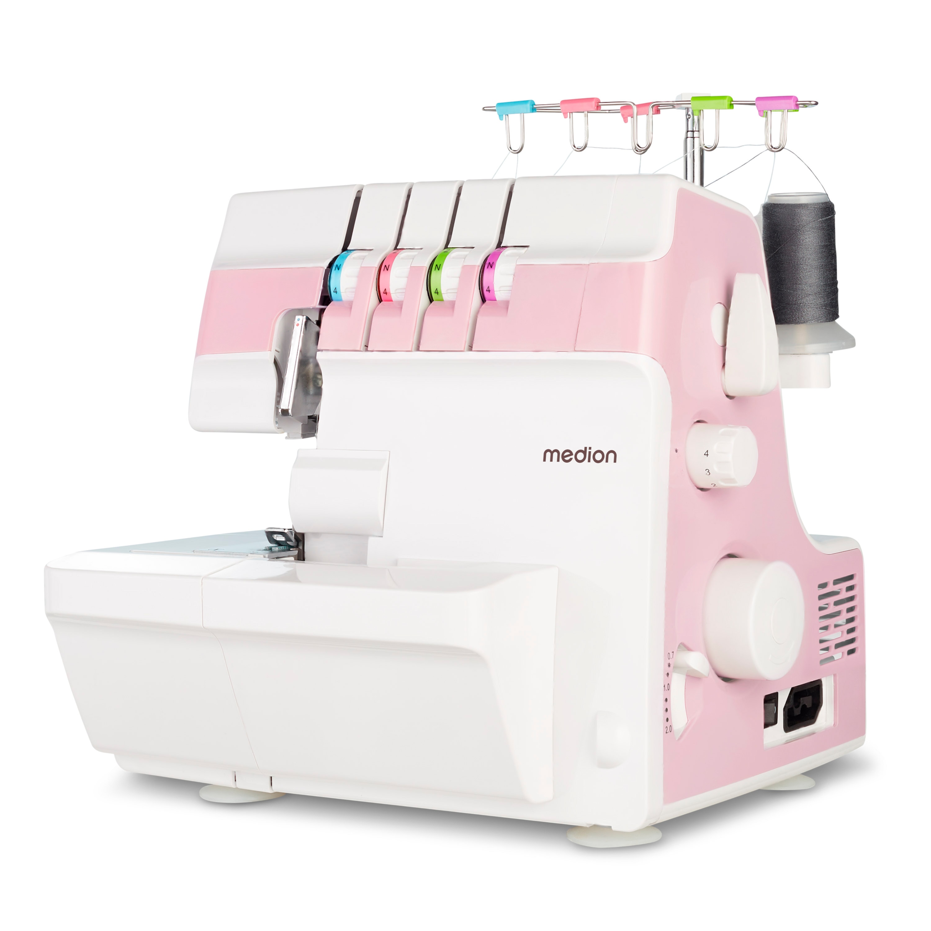 MEDION® LIFE® Overlock-Nähmaschine SO90 (MD19169), 90 Watt Motorleistung, LED Nählicht, Nähen mit 4 Fäden gleichzeitig, umfangreiches Zubehör