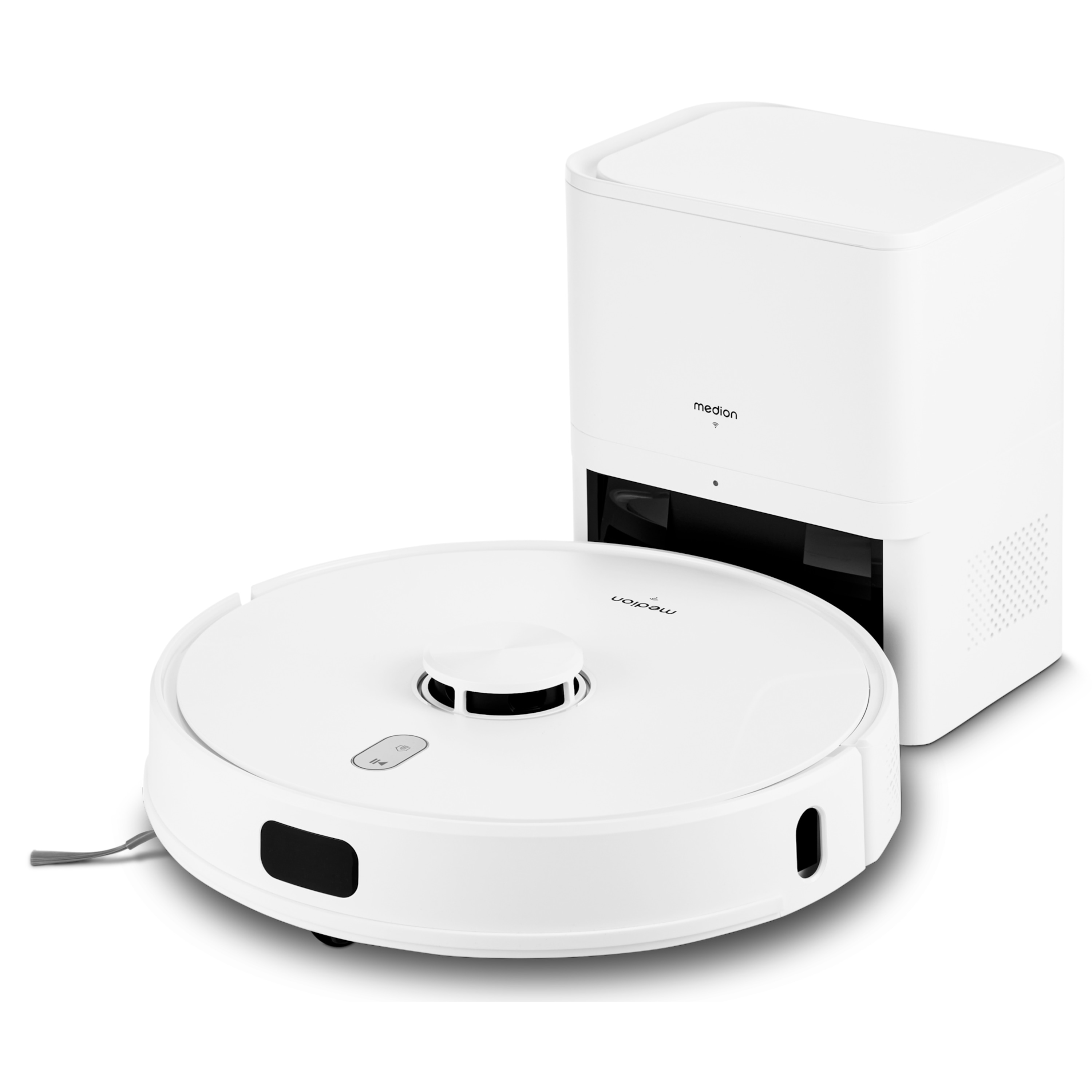 MEDION® Absaugstation MD 12035 für Saugroboter MEDION X41 SW (MD 11916), 2 Liter Fassungsvermögen, Automatisches Entleeren & Starke Saugkraft
