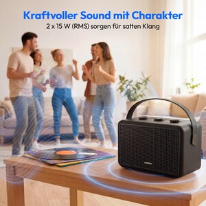 MEDION® LIFE BXO-1 Bluetooth® Lautsprecher schwarz, 2 x 15W RMS, integrierter Akku mit bis zu 15 Stunden Laufzeit, Bluetooth® 5.3, robustes & mobiles Design