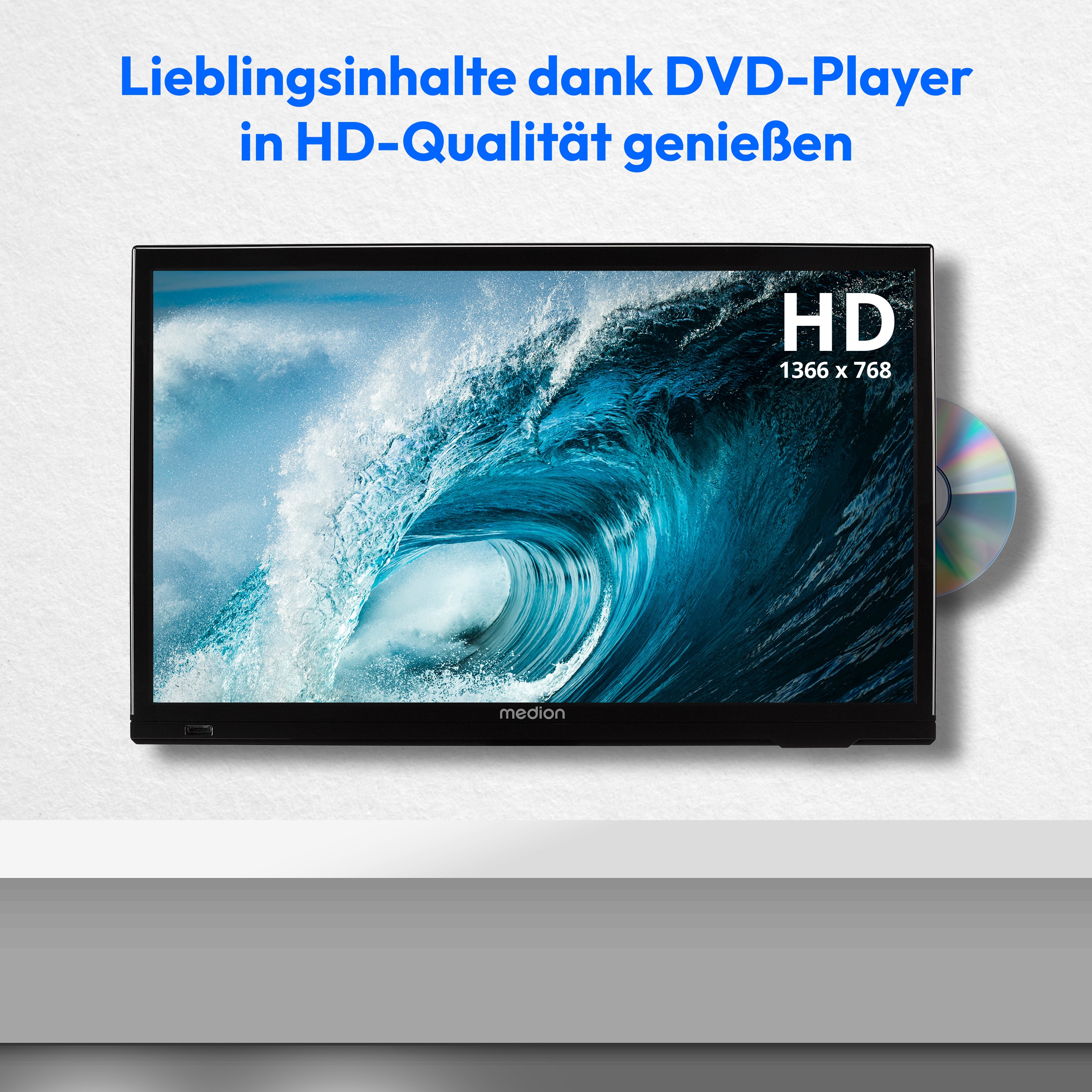 MEDION® LIFE E8192501 (MD 819001) Fernseher, 47 cm (19'') LCD-TV, HD Triple Tuner, integrierter DVD-Player, Car-Adapter, CI+ Schnittstelle
