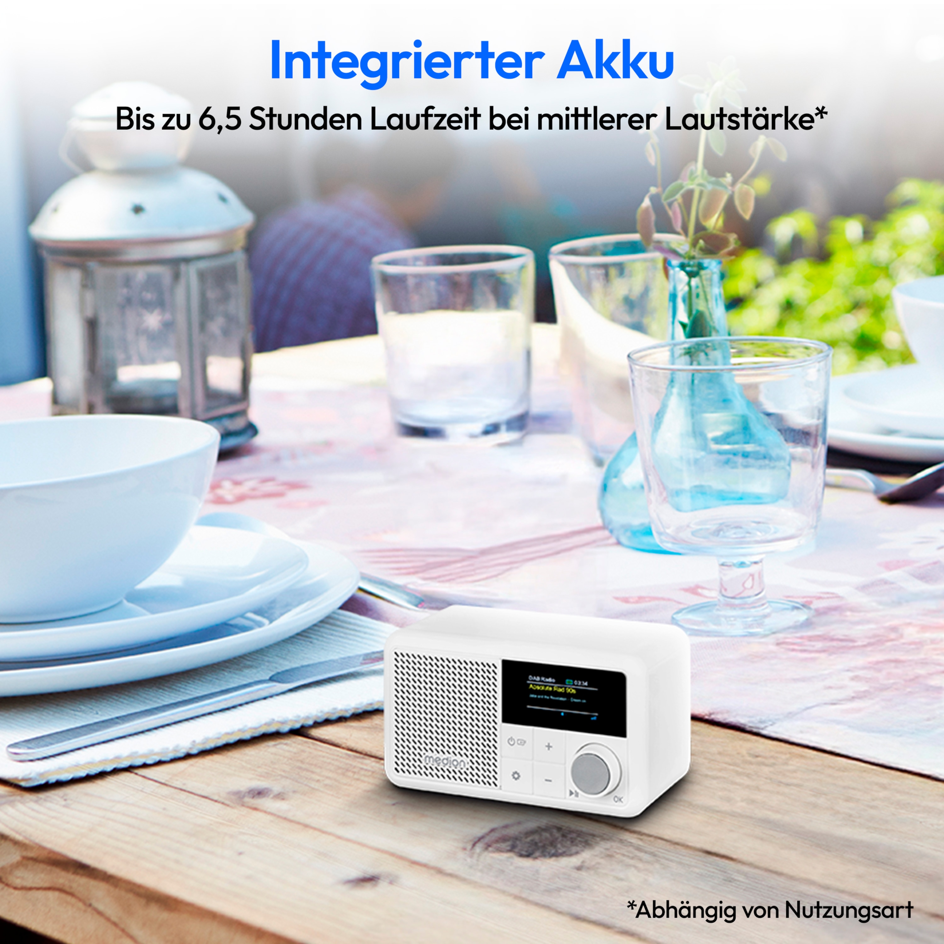 MEDION® LIFE® S66822 Tragbares DAB+ Radio, Farb-TFT Display 3,73 cm (1,47''), DAB+/UKW-Radio (je 40 Senderspeicher), Bluetooth® 5.3, integrierter Akku, extra kompakt, 2 W RMS