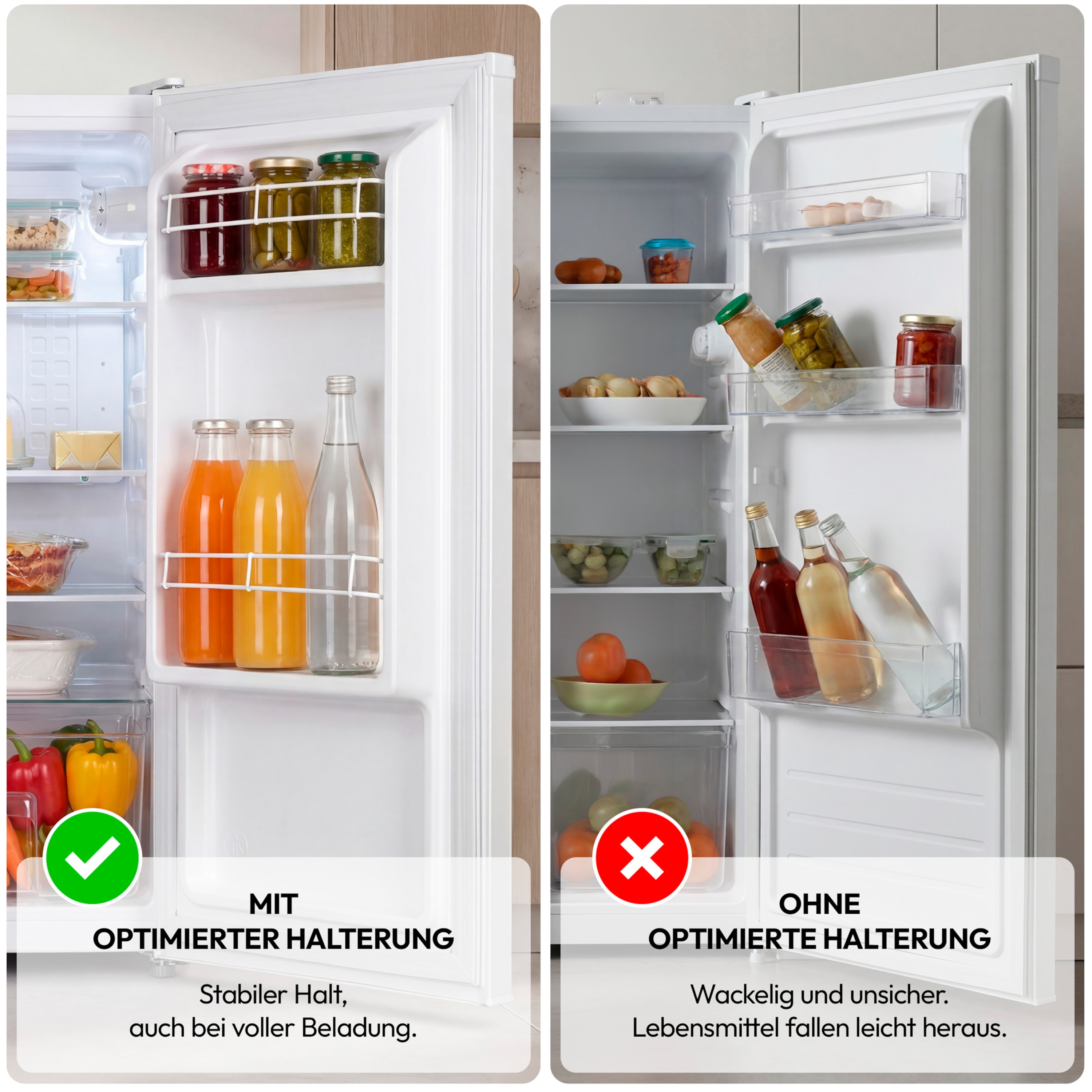 MEDION® LIFE Kühlschrank MD370009, 76 L Nutzinhalt, 3 Ablagen & 2 Türfächer, temperaturregulierbar (0–8 °C), wechselbarer Türanschlag, Energieklasse E