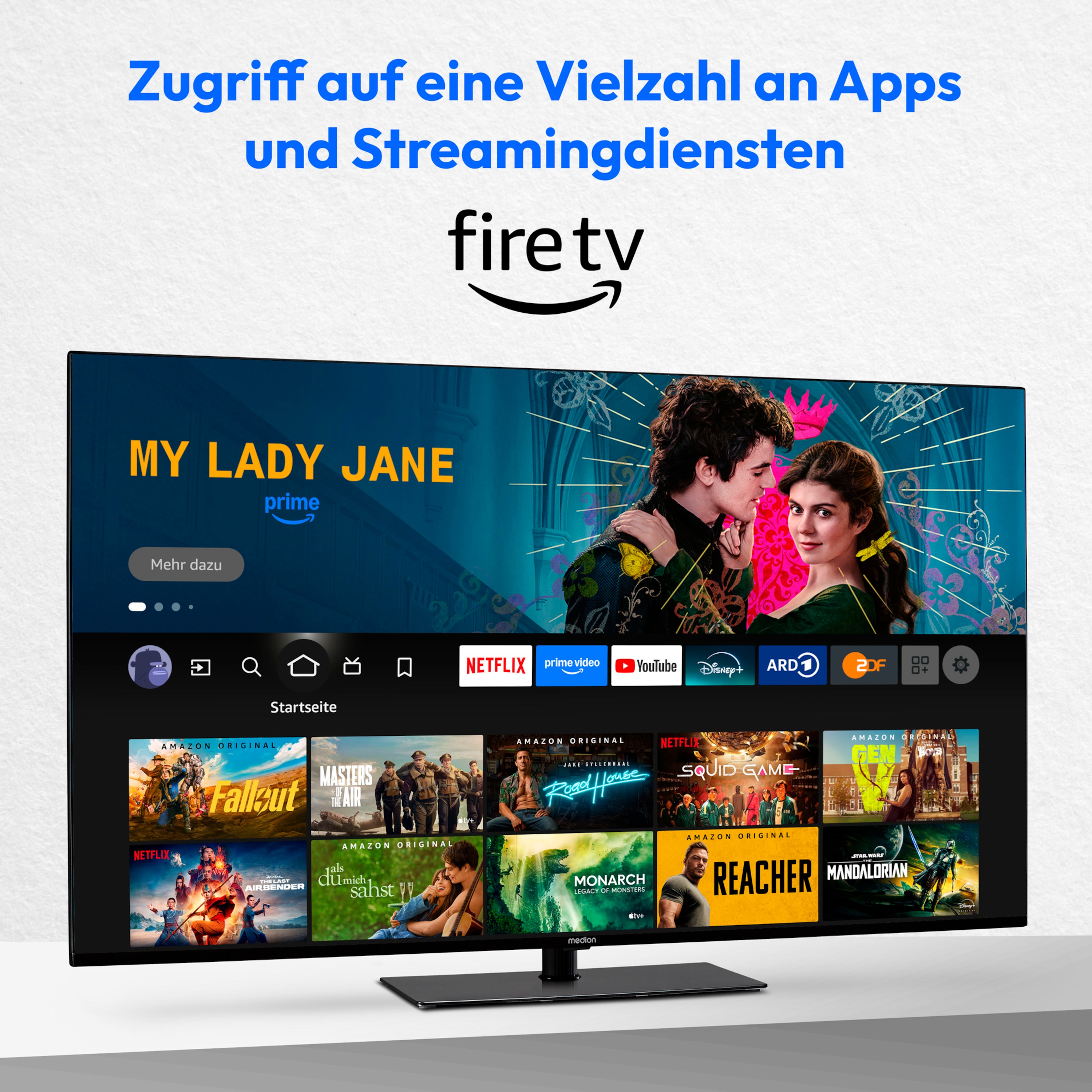 MEDION® LIFE® X15036 (MD 30251) Fire TV, 125,7 cm (50'') Ultra HD Display, HDR, Dolby Vision®, Micro Dimming, MEMC, Netflix, Amazon Prime Video, Bluetooth®, DTS HD, DTS Virtual X, Dolby Atmos®, HD Triple Tuner, CI+