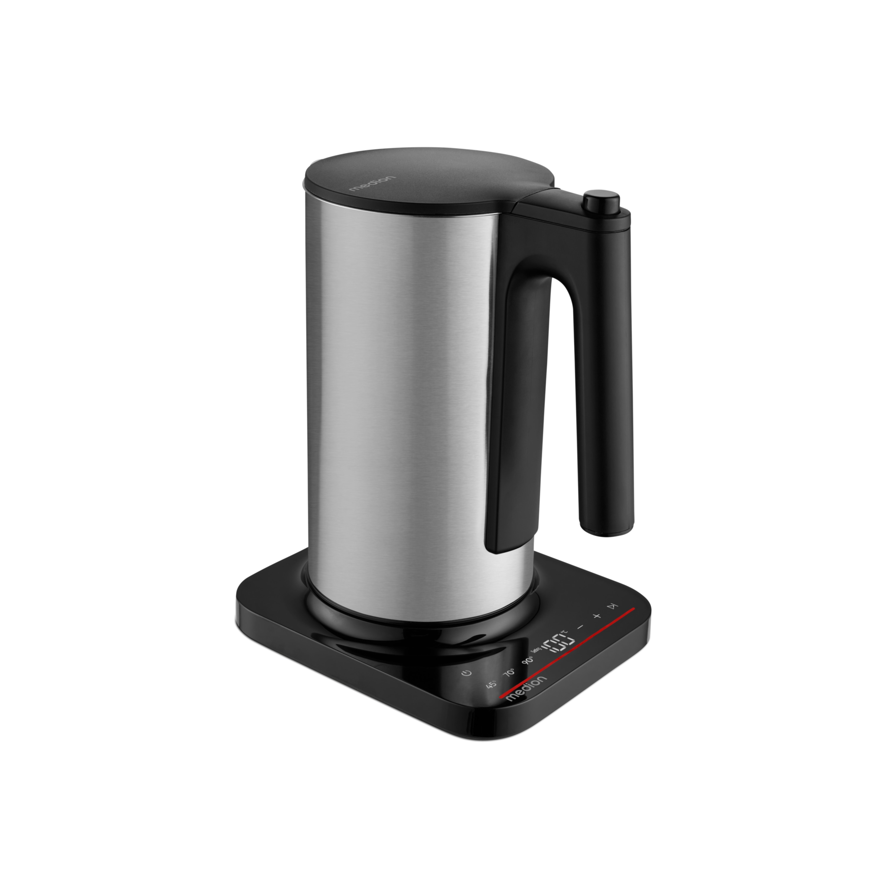 MEDION® LIFE Digitaler Wasserkocher MD12106, 2.200 Watt Leistung, 1,5 Liter Kapazität, LED-Display, LED-leuchtbalken, automatische Programme, Kindersicherung