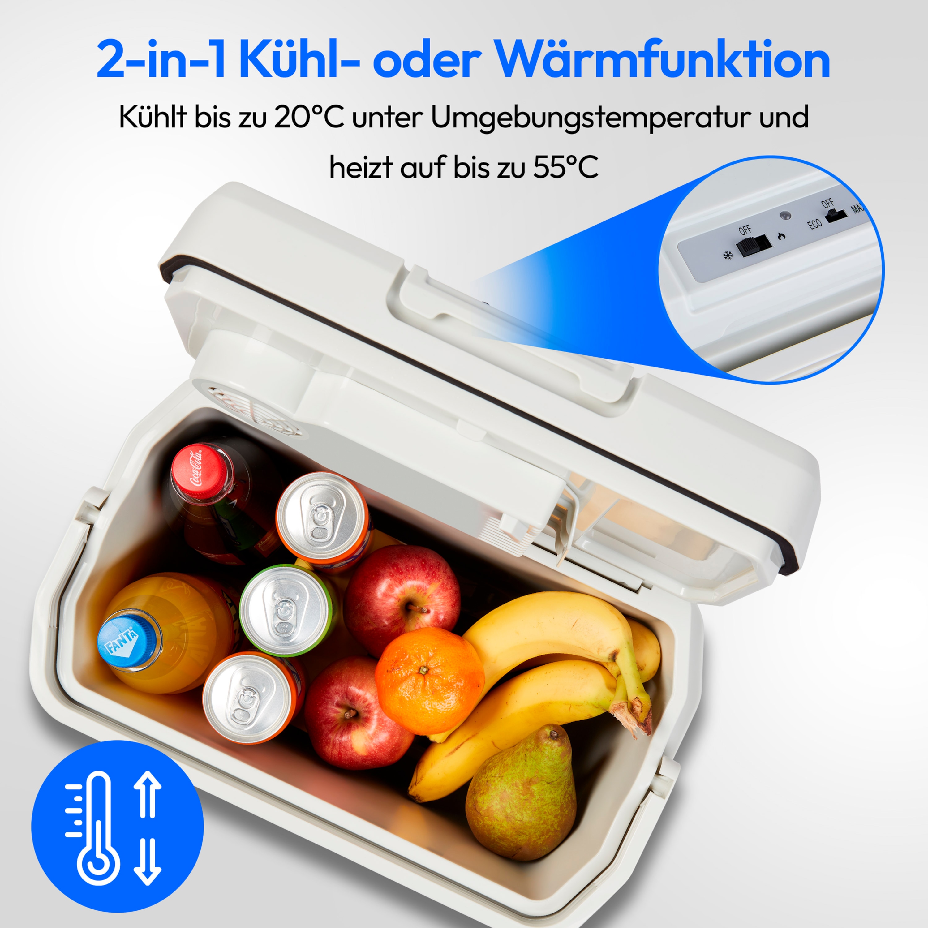 MEDION® LIFE Kühlbox mit Wärmefunktion MD13011, Kühl und Warmhaltefunktion, 20 L Kapazität, 5V-USB-Anschluss,