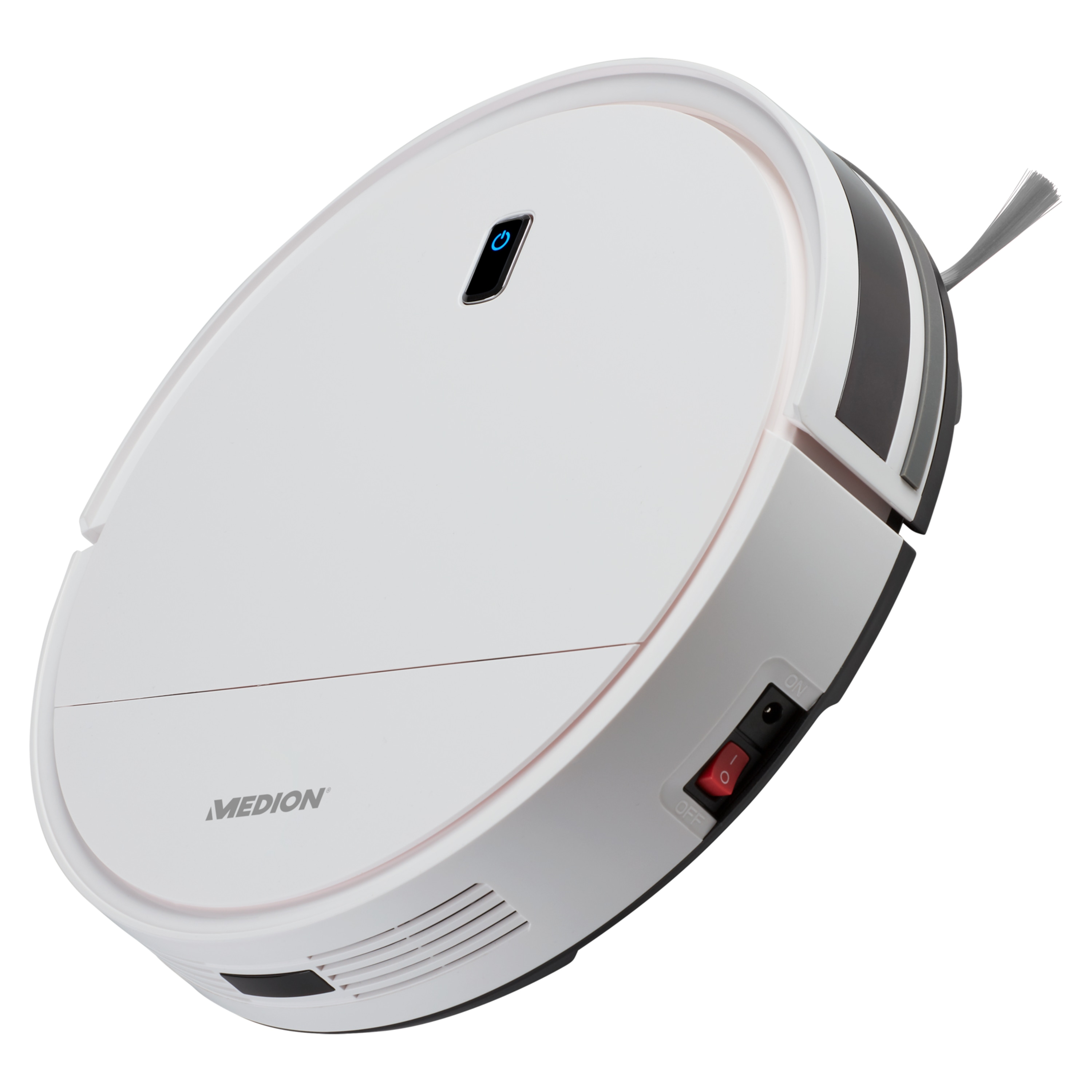 MEDION® Saugroboter P20 SW, Wischfunktion, intelligente Navigation, 2.000 Pa Saugkraft, Max Modus, starke Mittelbürste, Tierhaar Allergiker optimiert