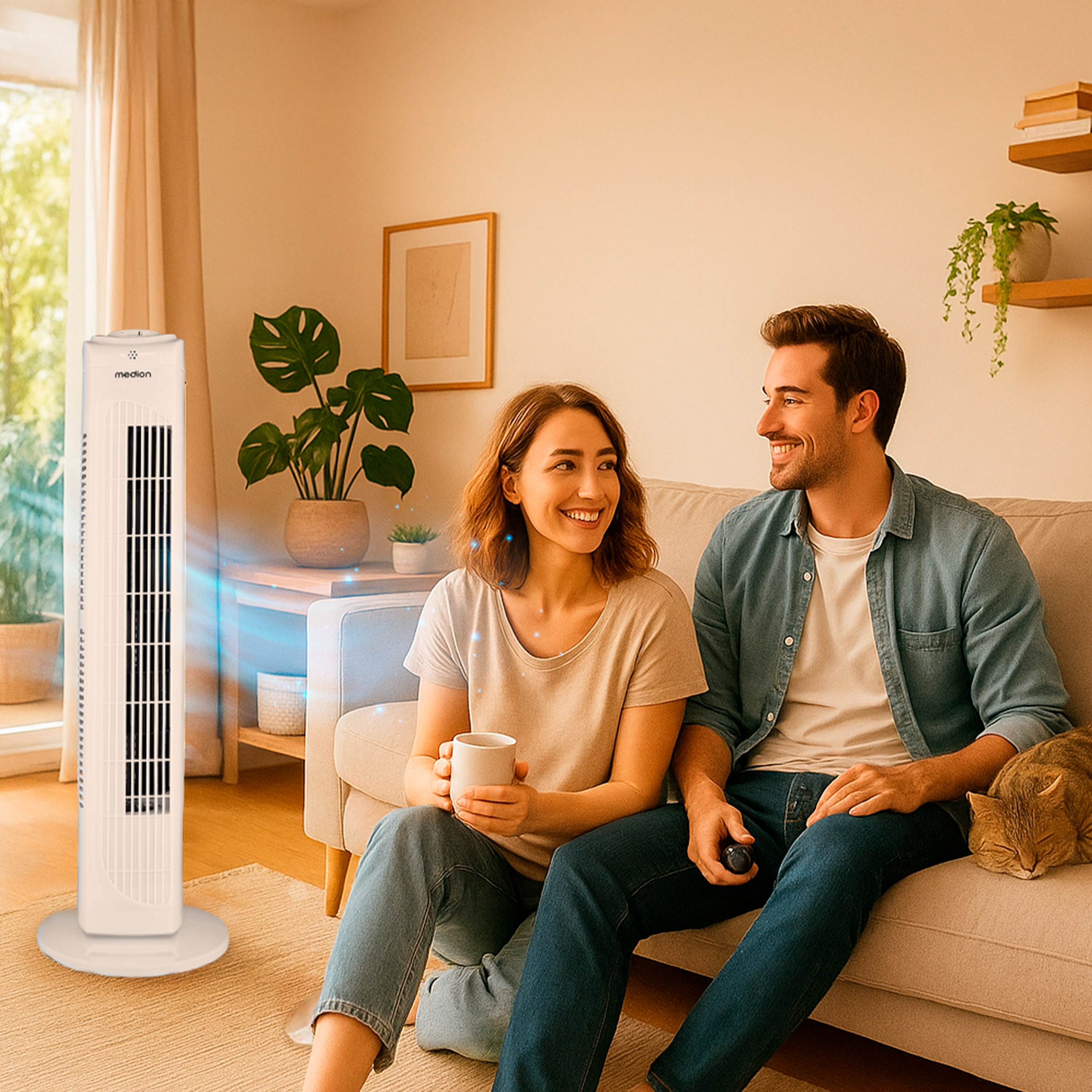 MEDION® LIFE E11 TF Turmventilator (MD 12067), 3 Geschwindigkeitsstufen, 45 Watt Leistung, Timerfunktion, inkl. Fernbedienung