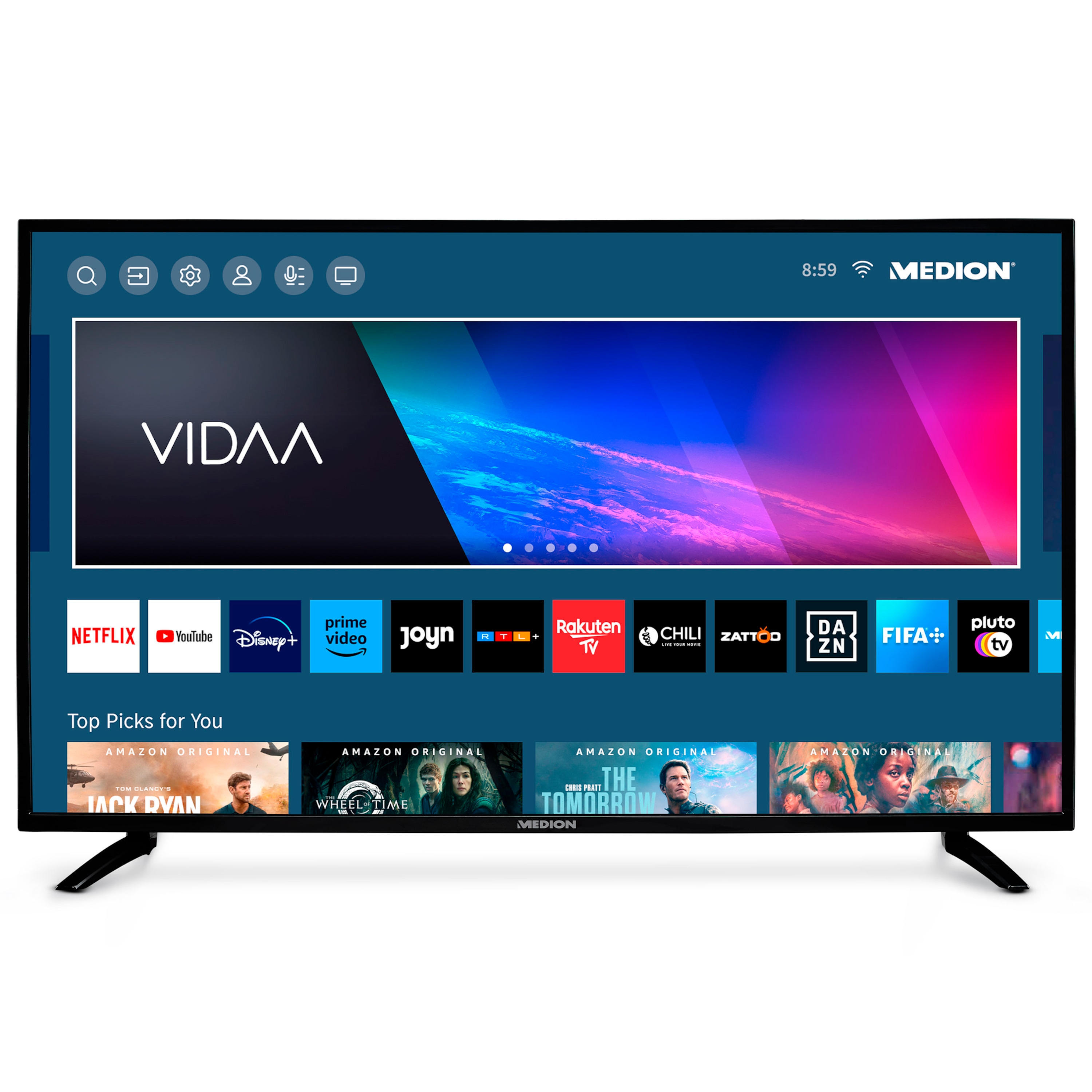 LIFE® X14315 (MD 30090) Ultra HD LCD Smart TV | 108 cm (43'') Ultra HD Display |HDR | PVR ready | NETFLIX | Prime Video | Disney+ App | VIDAA Store | Bluetooth® | HD Triple Tuner |