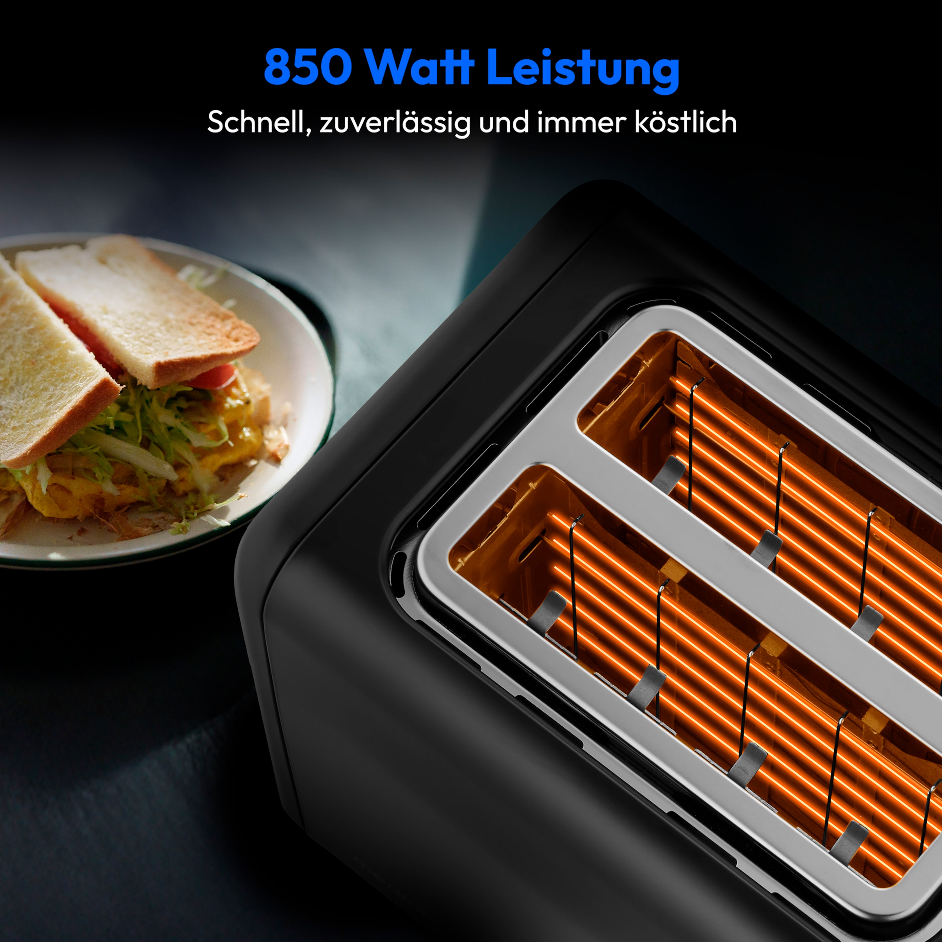 MEDION® MEDION LIFE Toaster MD12102, 2 Toastschlitze für zwei Toastscheiben, LED Sensor-Touch-Display für präzise Steuerung, 7 Bräunungsstufen und 5 Automatikprogramme