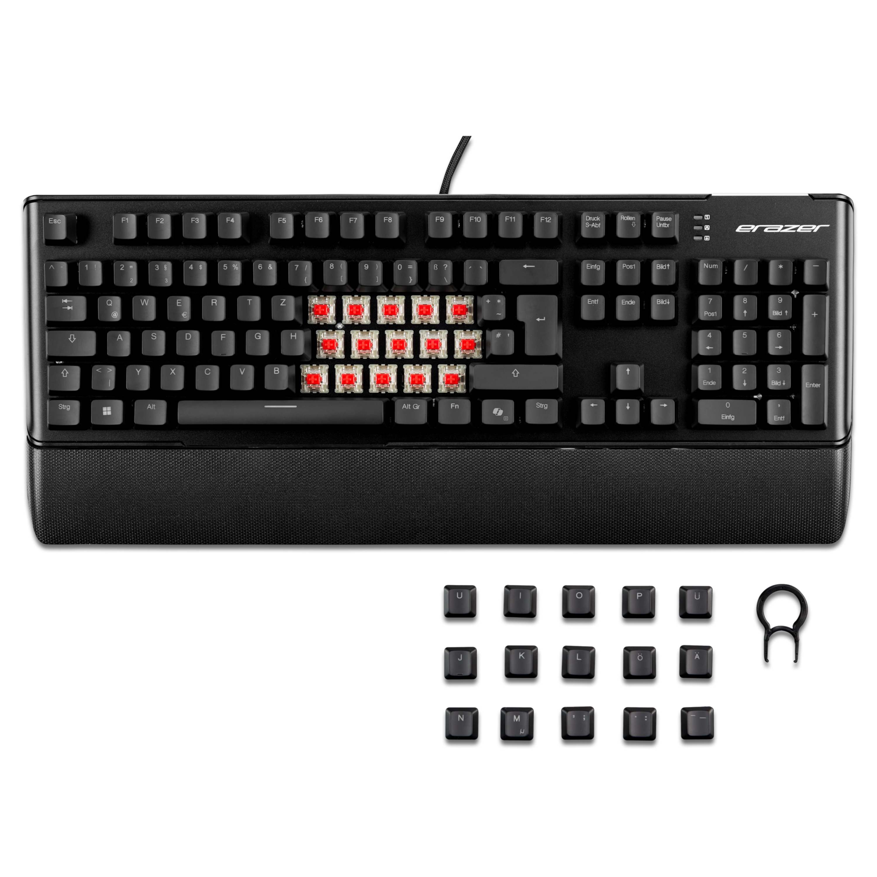 MEDION® ERAZER Supporter X20 mechanische Gaming Tastatur, extrem langlebige CHERRY MX RGB Red Switches, austauschbare Schalter und Tastenkappen, 100% Anti-Ghosting, RGB-Hintergrundbeleuchtung, hochwertige Oberfläche
